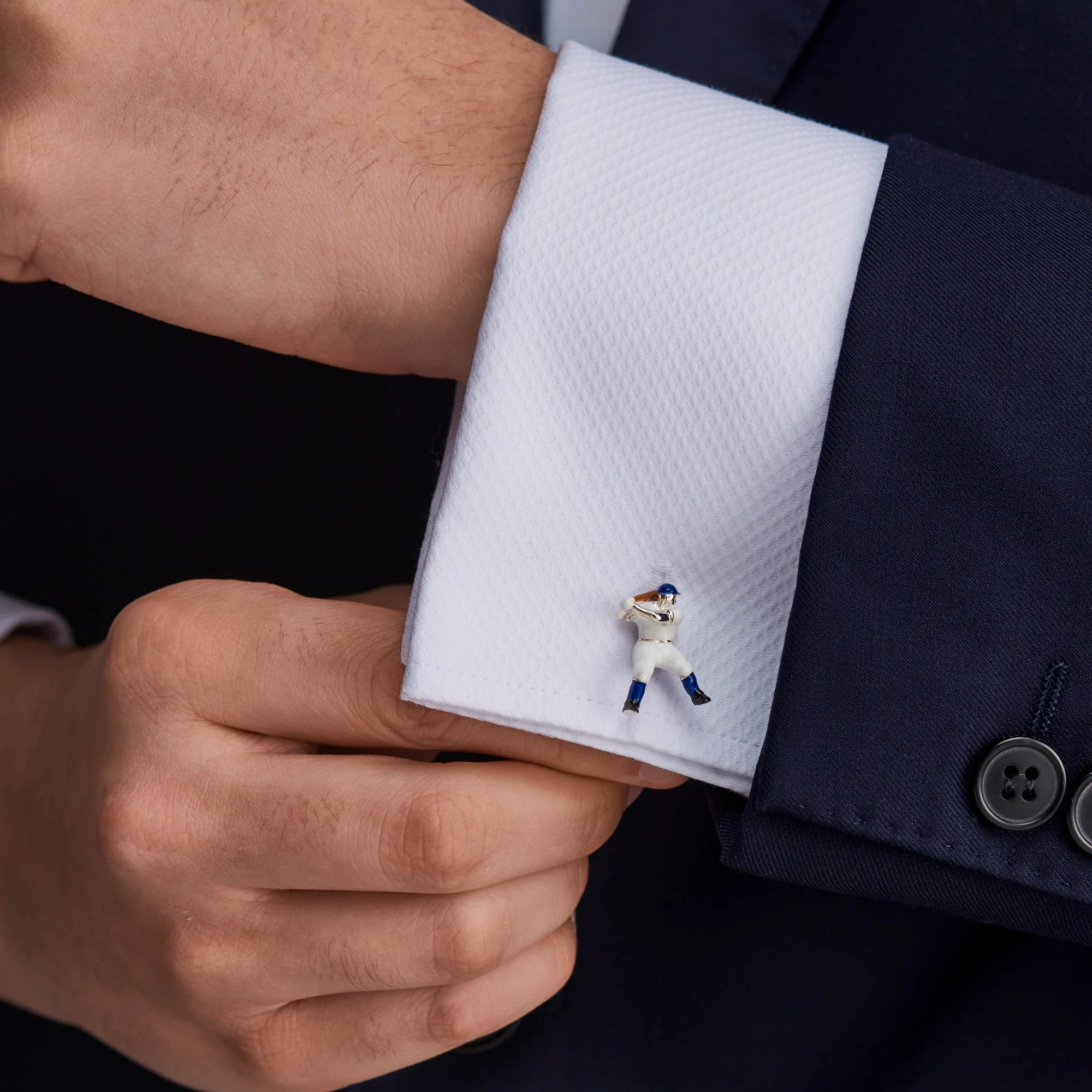 Sterling Silver Blue Enamel Baseball Player Cufflinks – Deakin & Francis - EB London