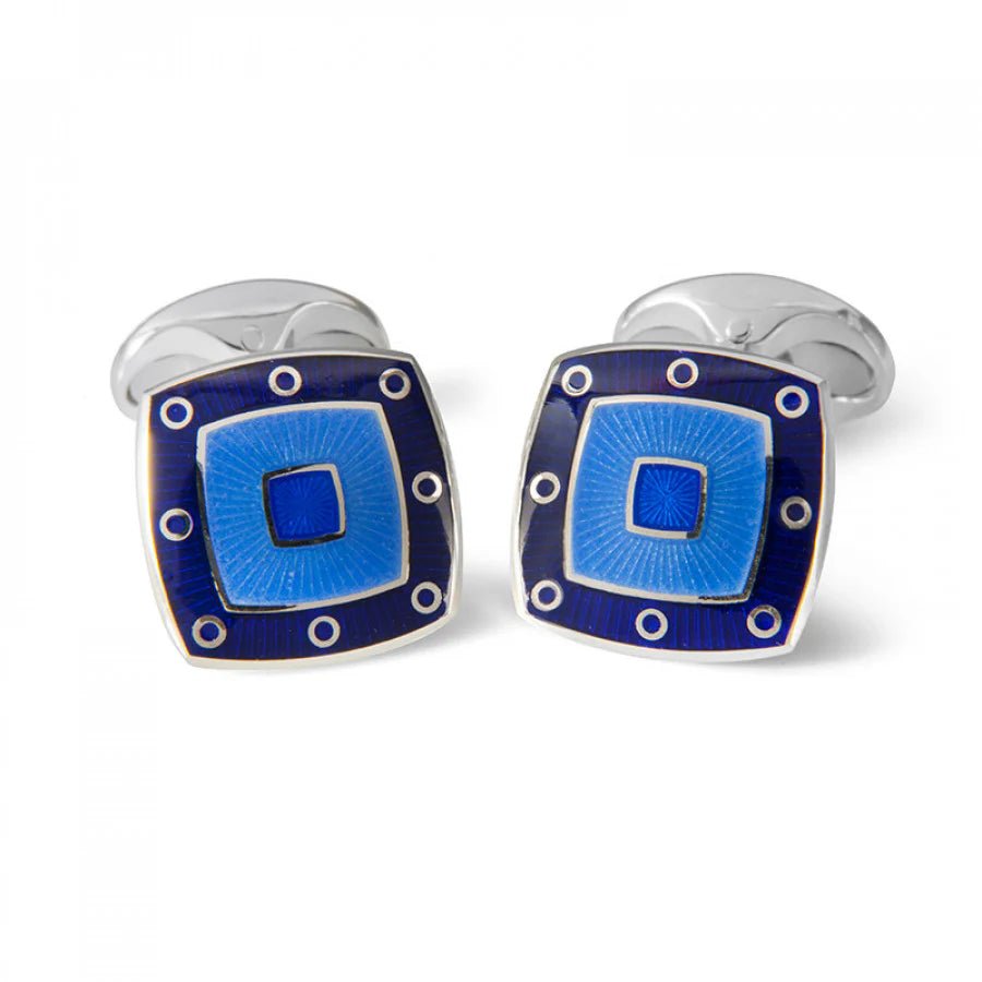 Sterling Silver Blue Enamel Cufflinks with Spot Border – Deakin & Francis - EB London