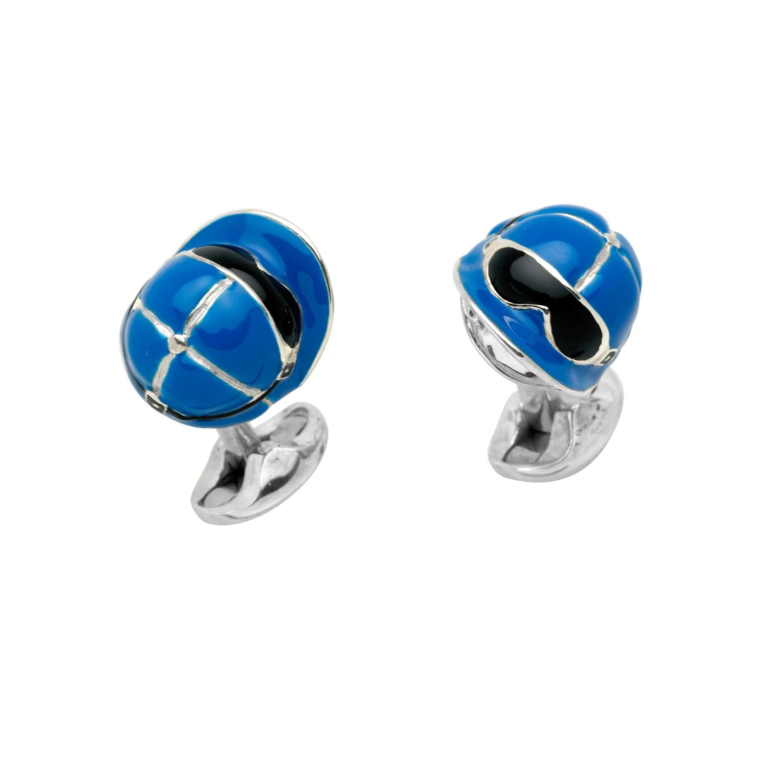 Silver Blue Jockey Cap Cufflinks for Horse Racing - Deakin & Francis | EB London