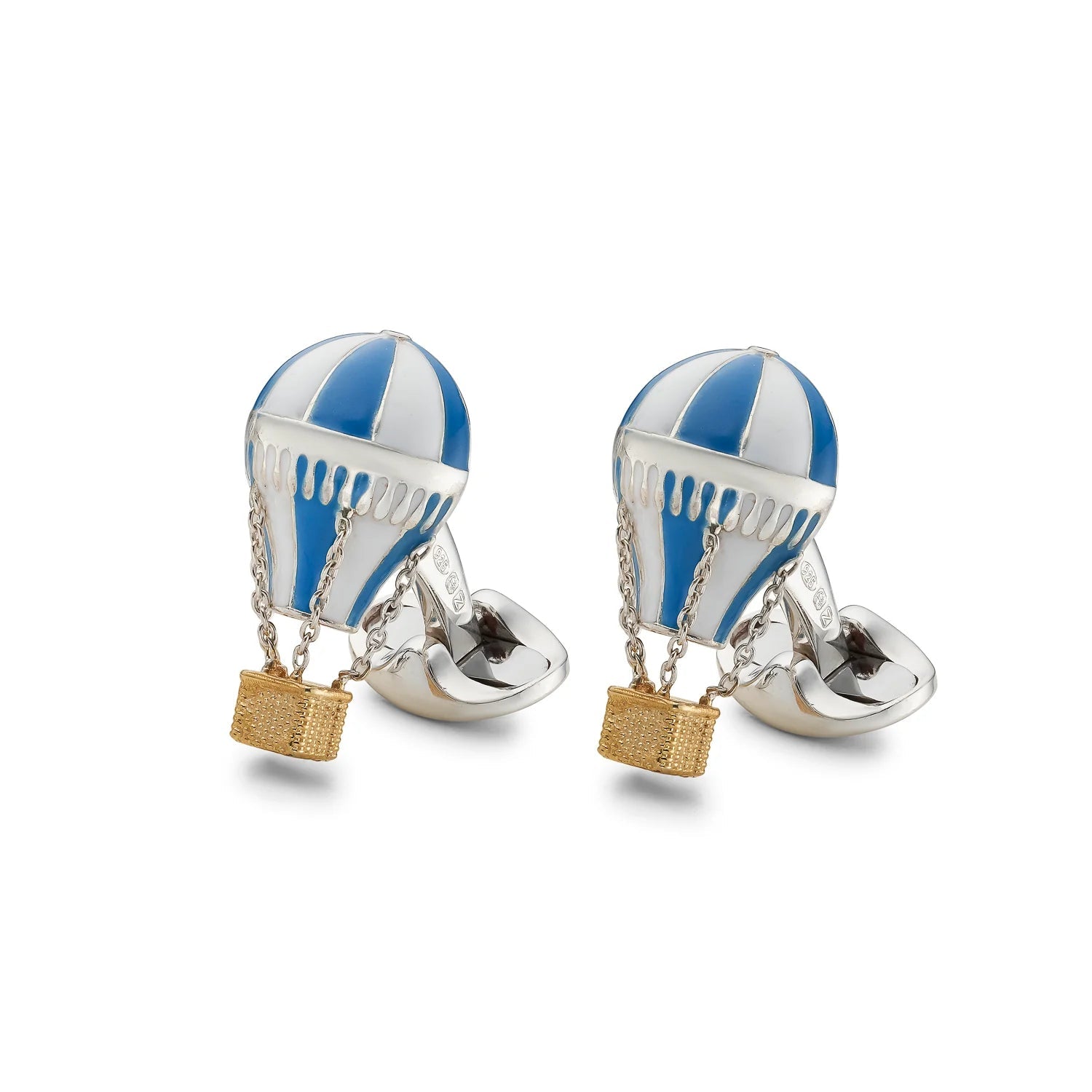 Sterling Silver Blue & White Enamel Air Balloon Cufflinks - Deakin & Francis - EB London