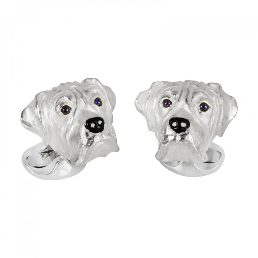 Sterling Silver Boxer Cufflinks with Sapphire Eyes - Deakin & Francis | EB London