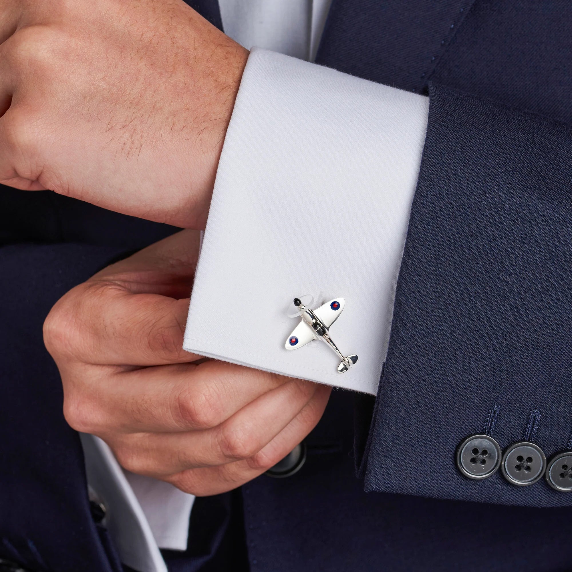 Spitfire Cufflinks with Union Jack Detail - Deakin & Francis | EB London