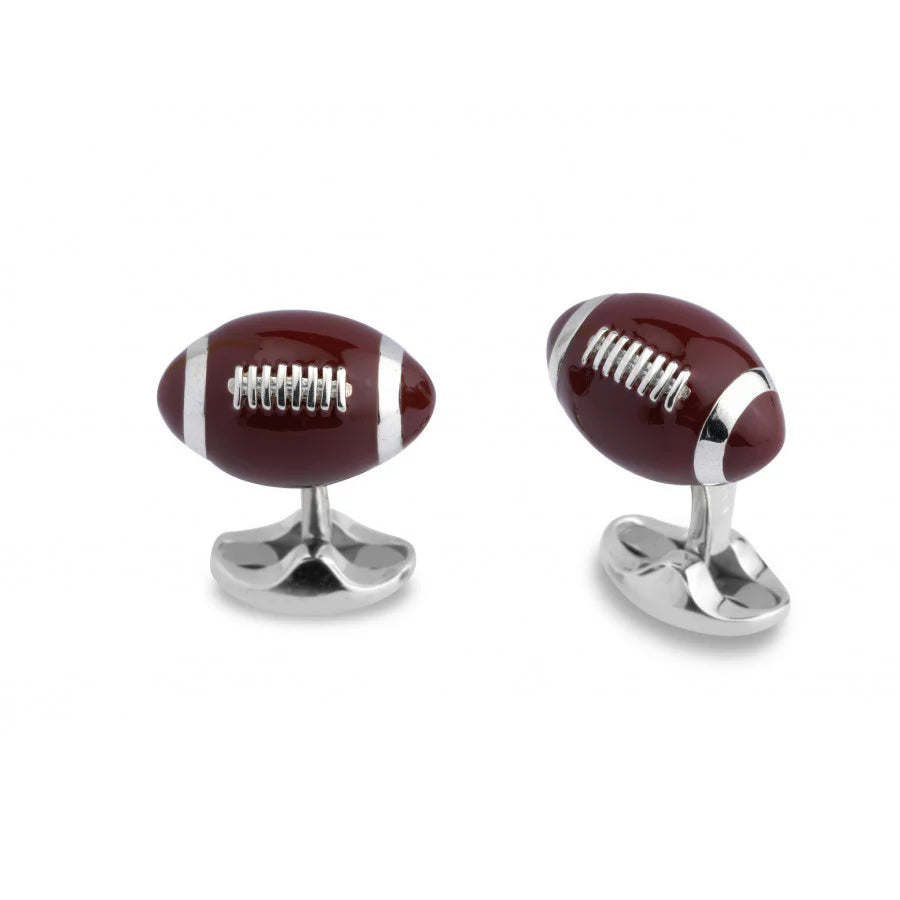 American Football Cufflinks with Brown Enamel - Deakin & Francis | EB London
