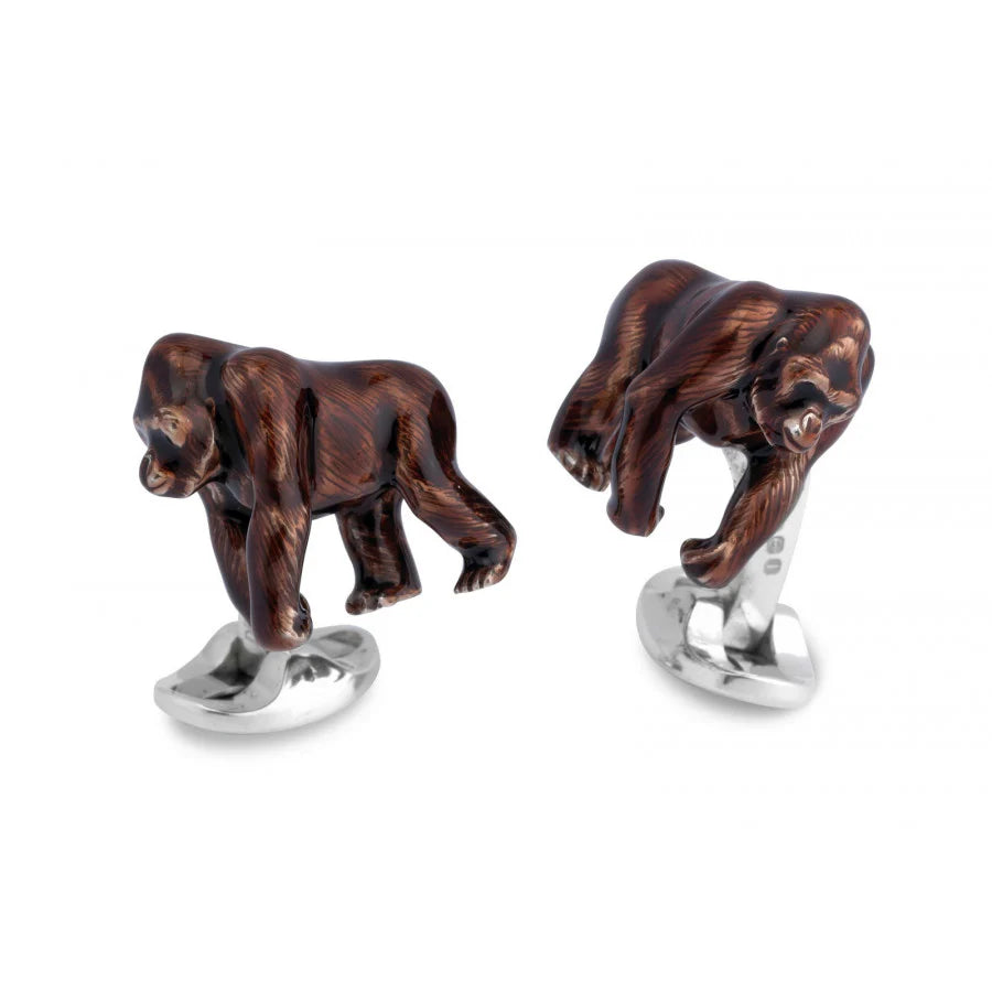 Gorilla Cufflinks with Brown Enamel - Deakin & Francis | EB London