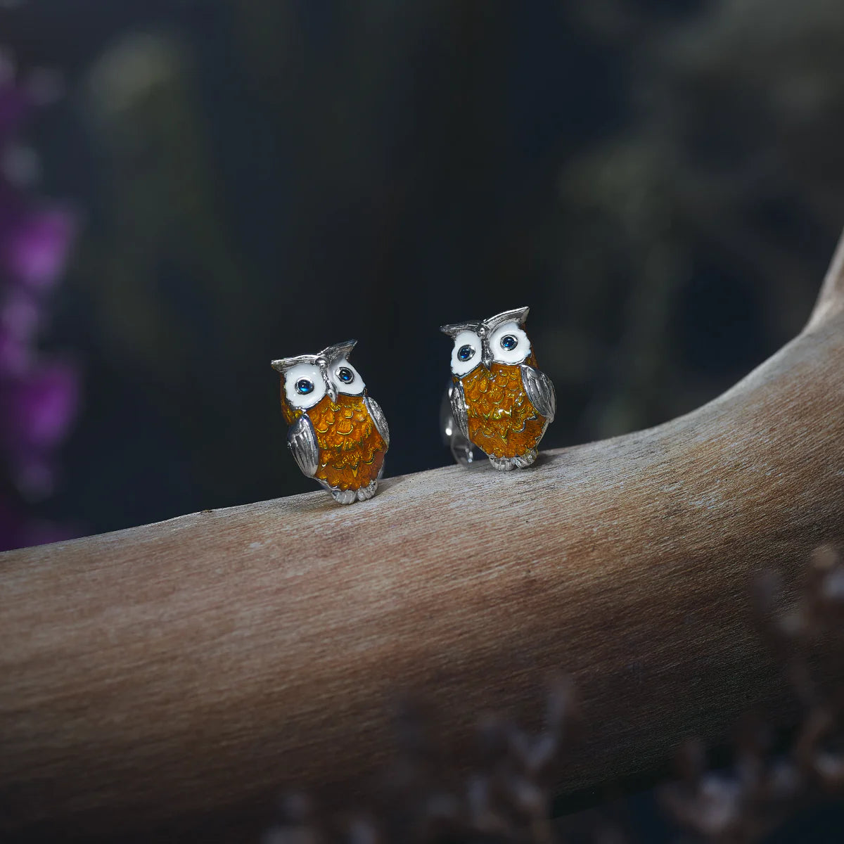 Sterling Silver Brown Owl Cufflinks with Sapphire Eyes – Deakin & Francis