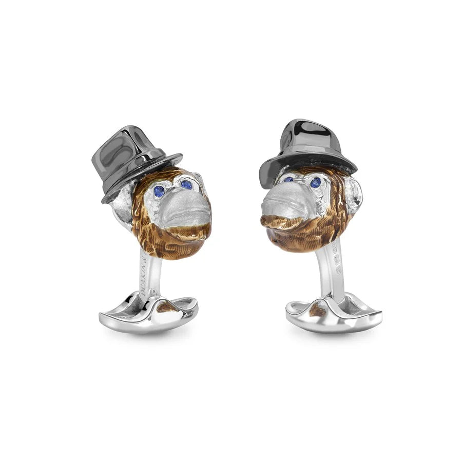 Luxury Sterling Silver Chimpanzee With Hat Cufflinks - Deakin & Francis | EB London