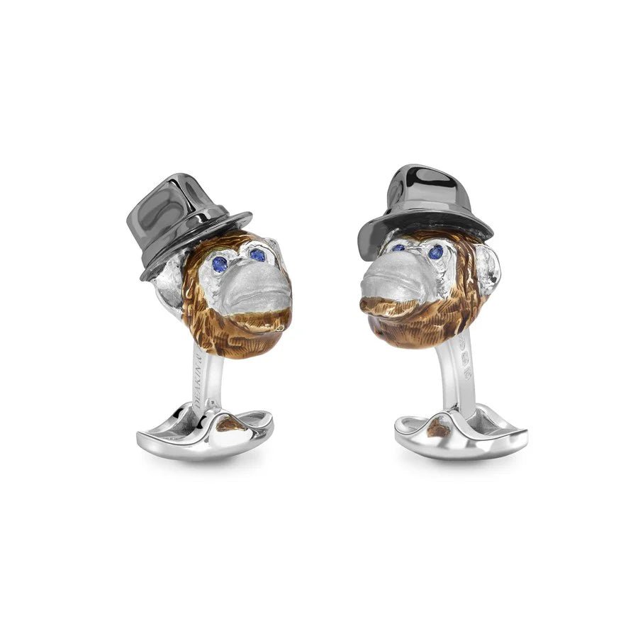 Sterling Silver Chimpanzee With Hat Cufflinks – Deakin & Francis - EB London