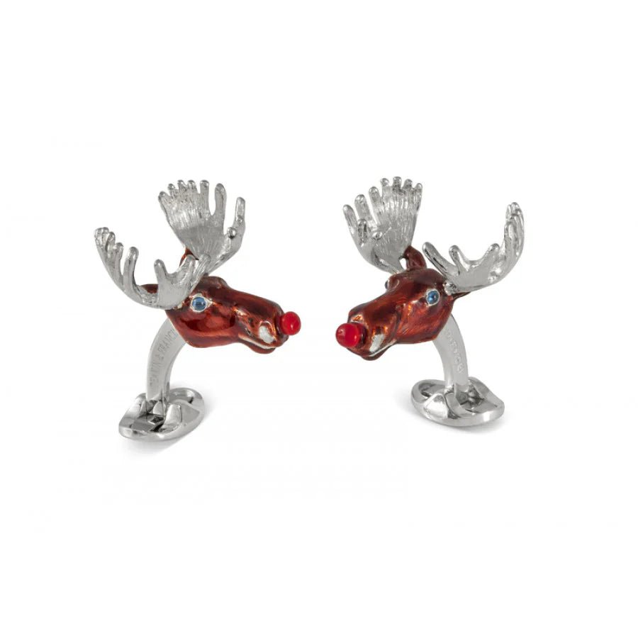 Sterling Silver Christmas Moose Cufflinks with Red Noses – Deakin & Francis - EB London