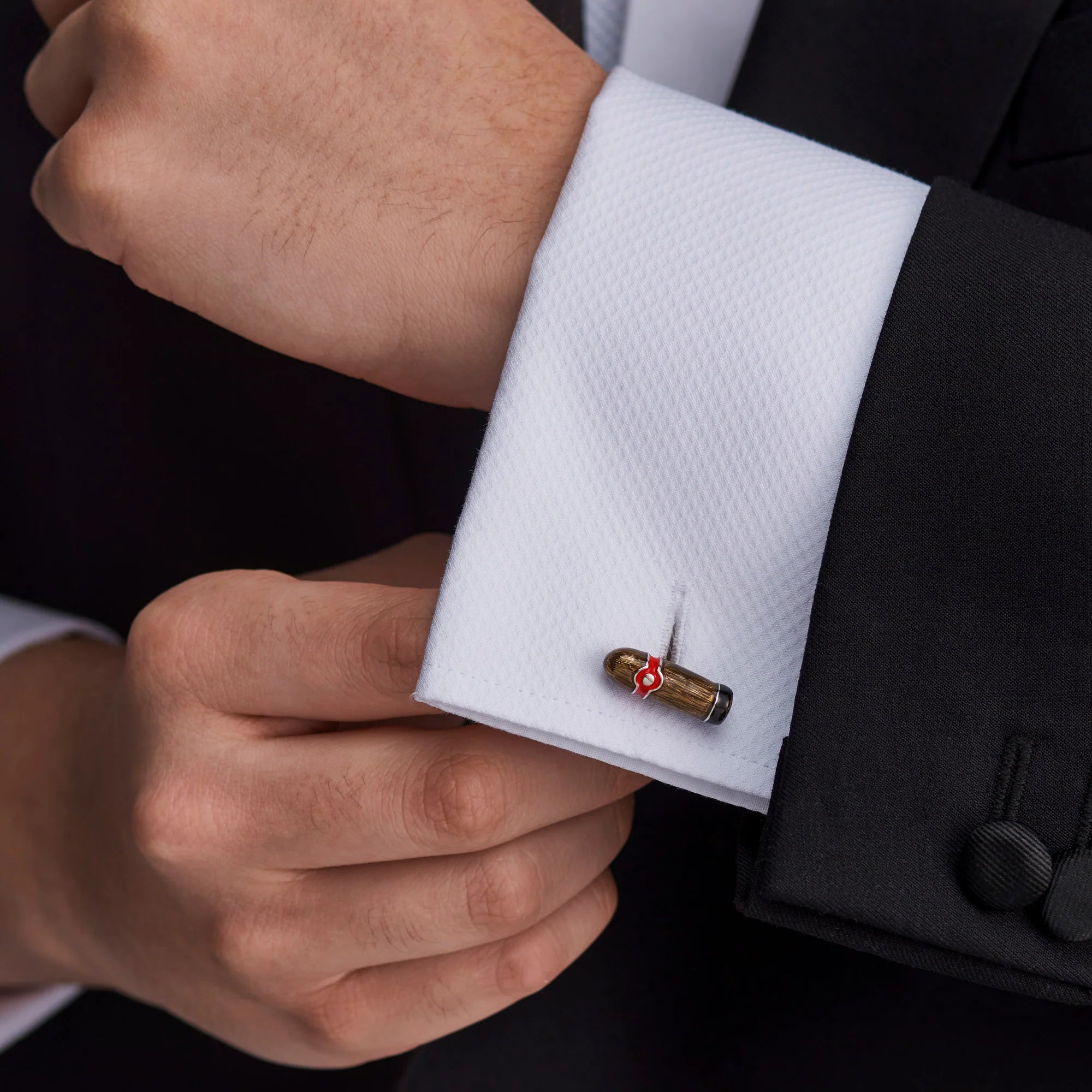 Cigar And Match Cufflinks with Enamel - Deakin & Francis | EB London