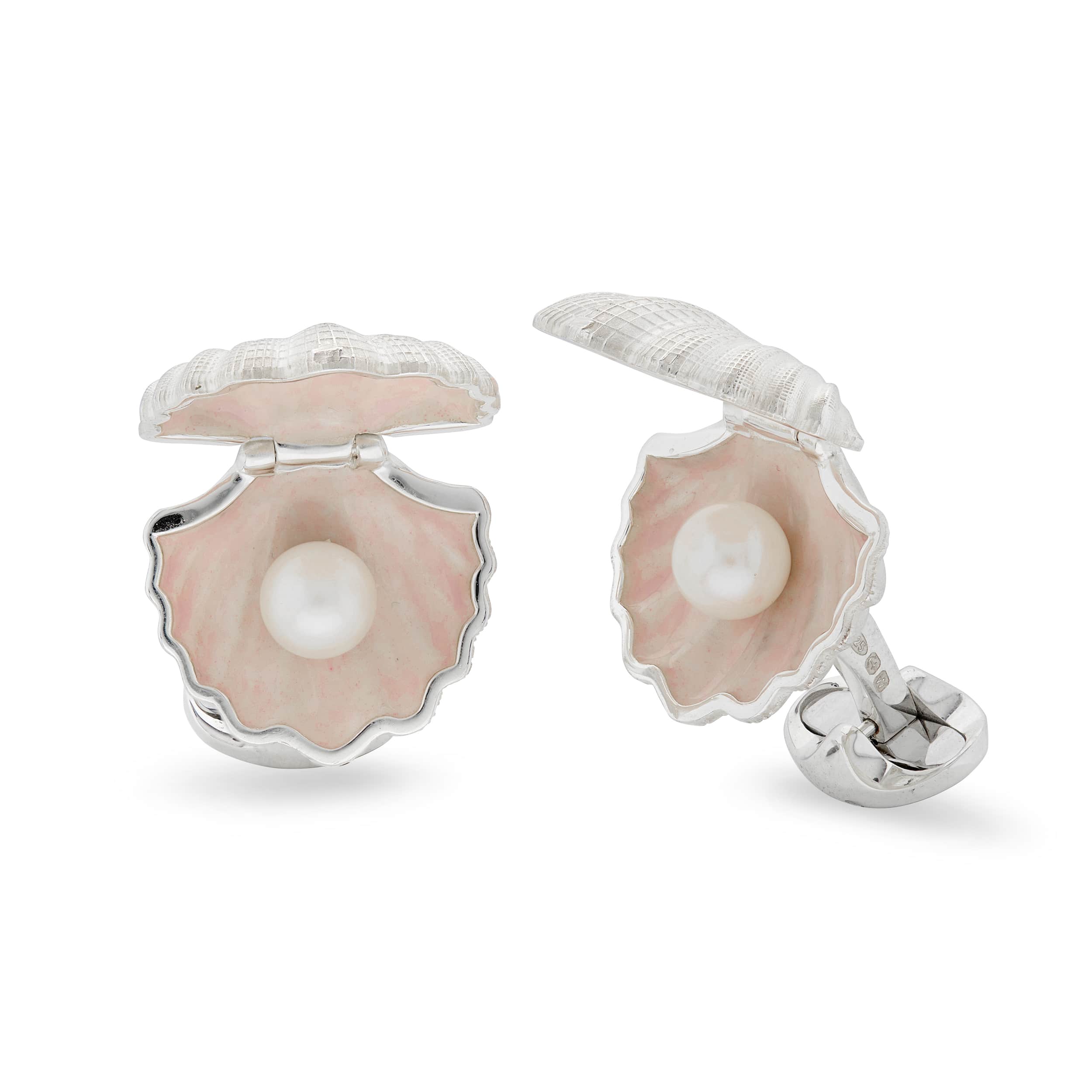 Sterling Silver Clam with Pearl Cufflinks – Deakin & Francis - EB London