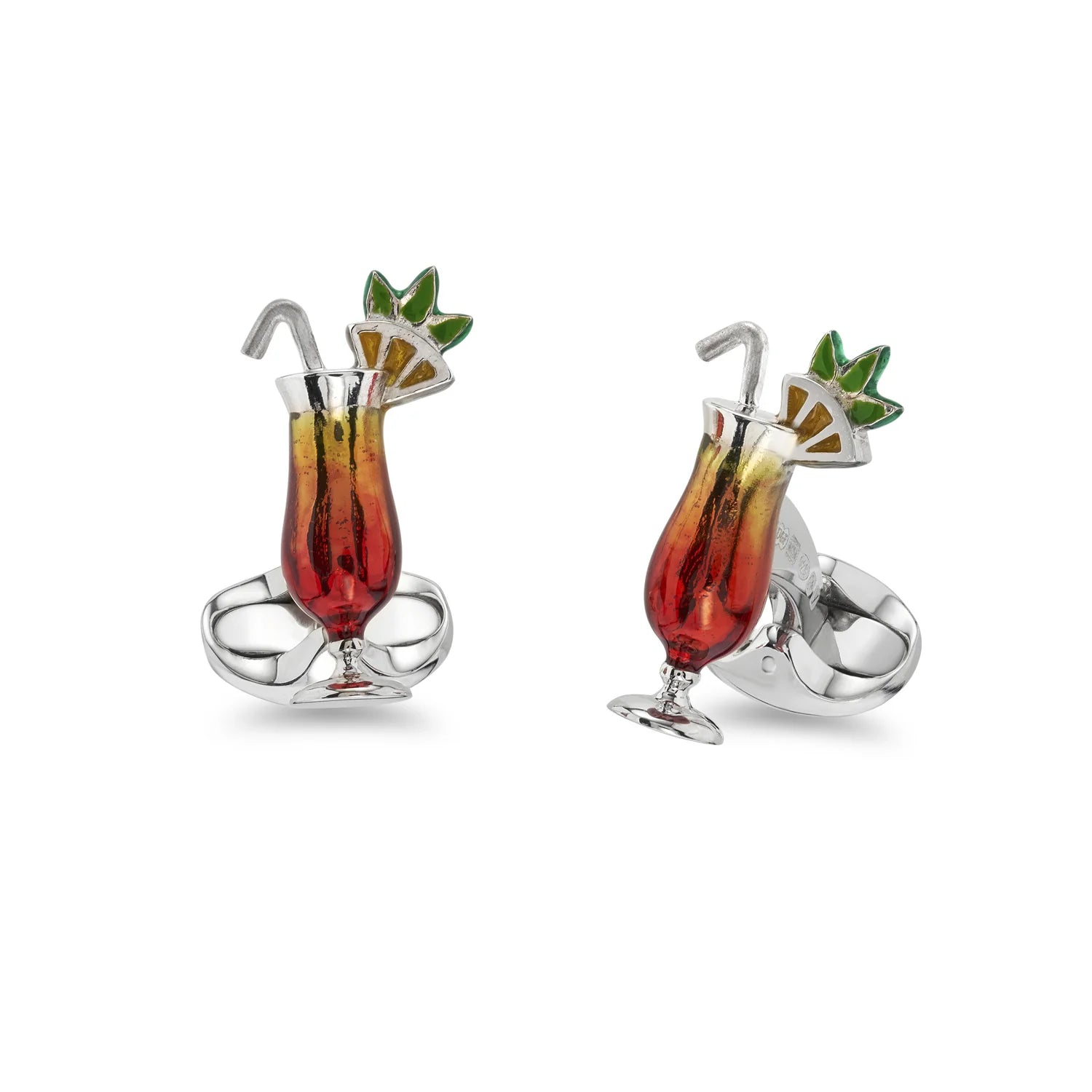 Silver Cocktail Cufflinks with Enamel - Deakin & Francis | EB London