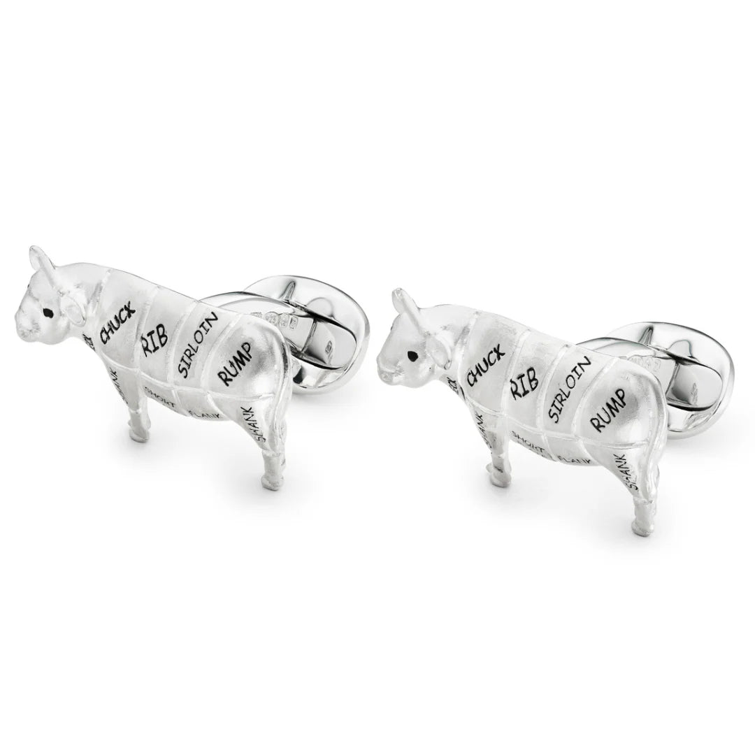 Silver Cow Cufflinks with Meat Cut Detailing – Deakin & Francis - EB London