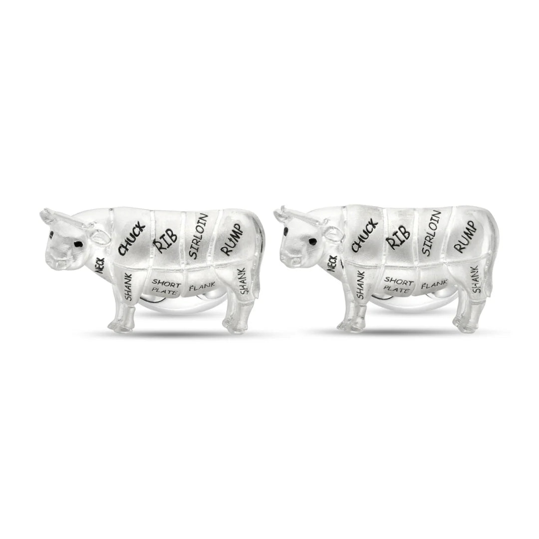 Sterling Silver Cow Cufflinks with Meat Cut Detailing – Deakin & Francis - EB London