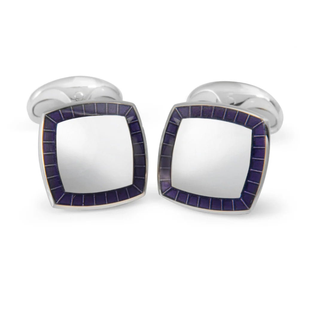 Sterling Silver Cufflinks with Purple Enamel Border – Deakin & Francis - EB London