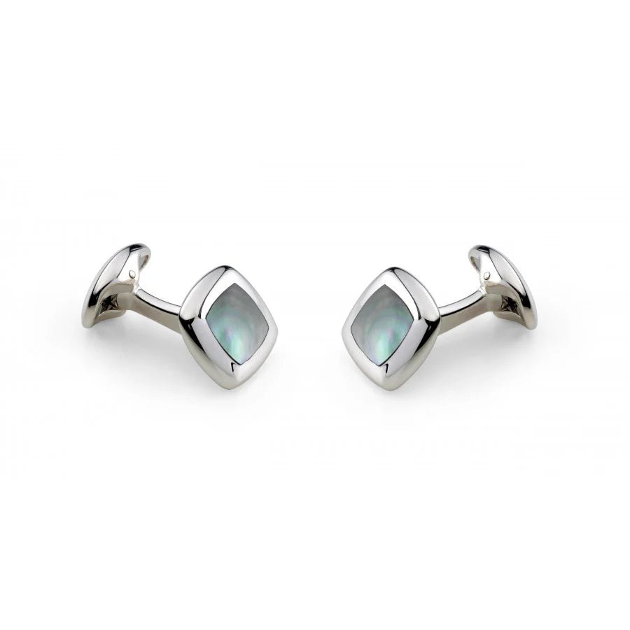 Sterling Silver Cushion Grey Mother - of - Pearl Inlay Cufflinks – Deakin & Francis - EB London