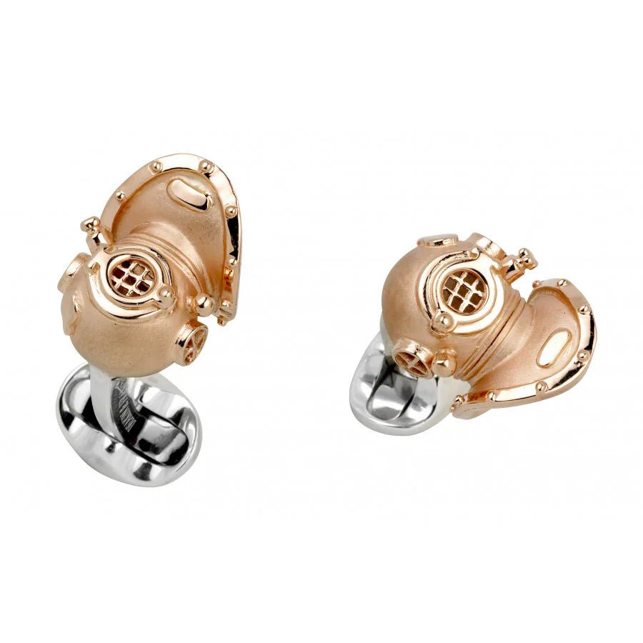 Sterling Silver Diving Helmet Cufflinks with Rose Gold Finish – Deakin & Francis - EB London