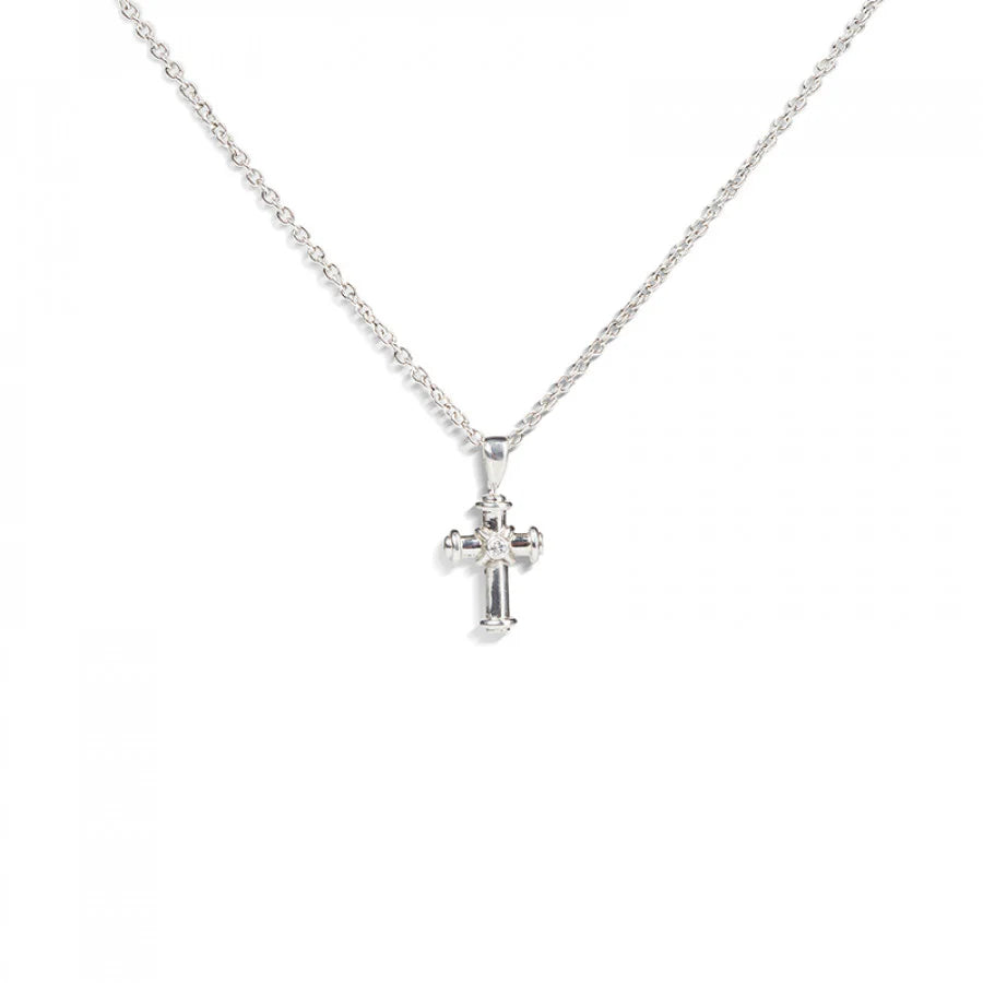 18ct white gold cross pendant with five diamond points by Deakin & Francis at EB London
