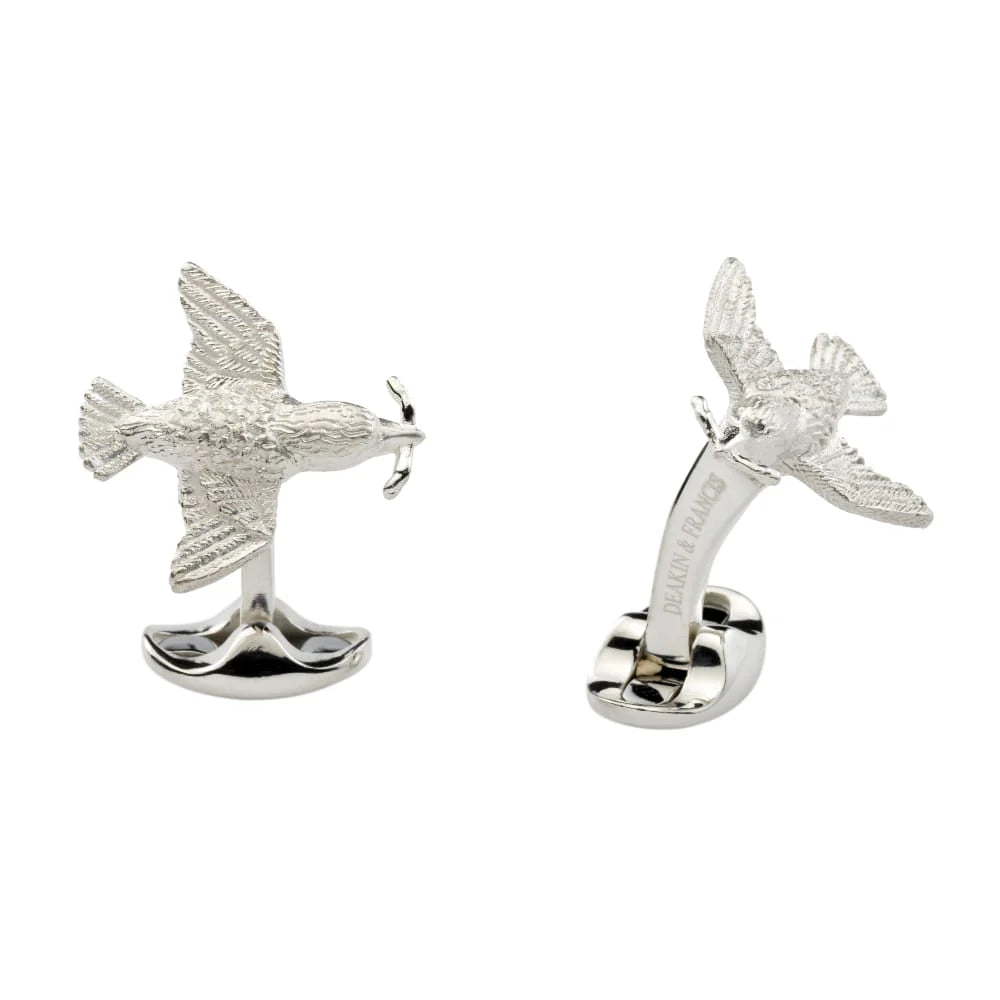 Handcrafted Silver Bird and Worm Cufflinks - Deakin & Francis | EB London