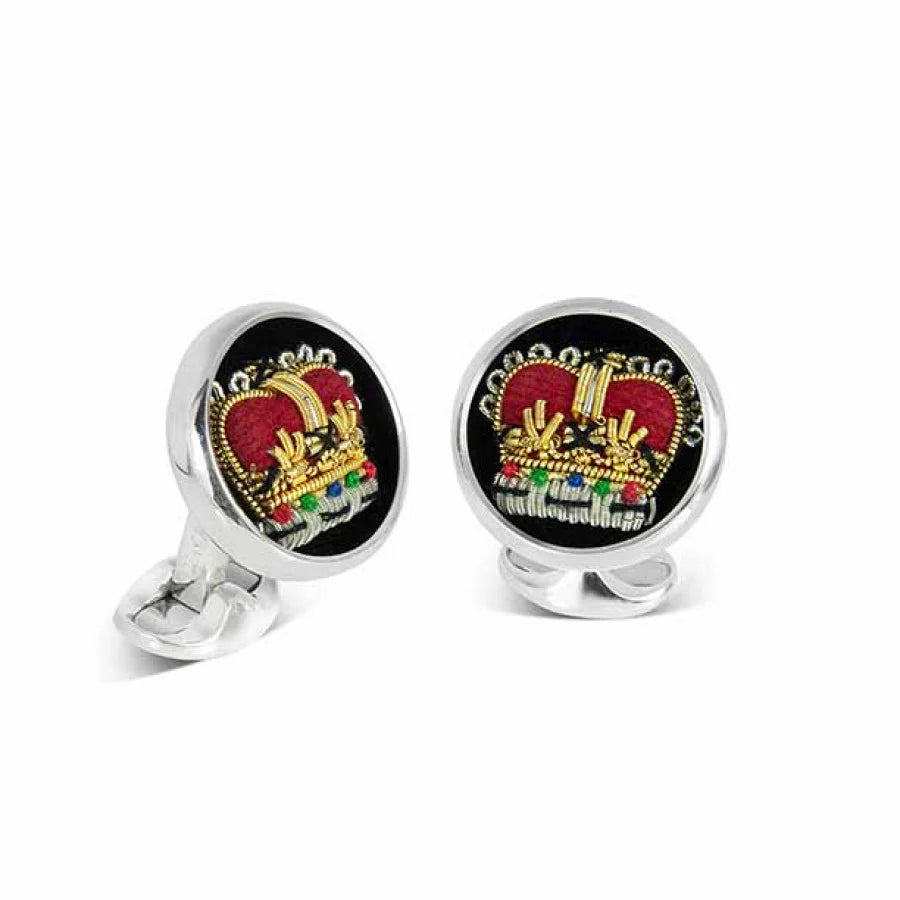 Sterling Silver Embroidered Crown Cufflinks – Deakin & Francis - EB London