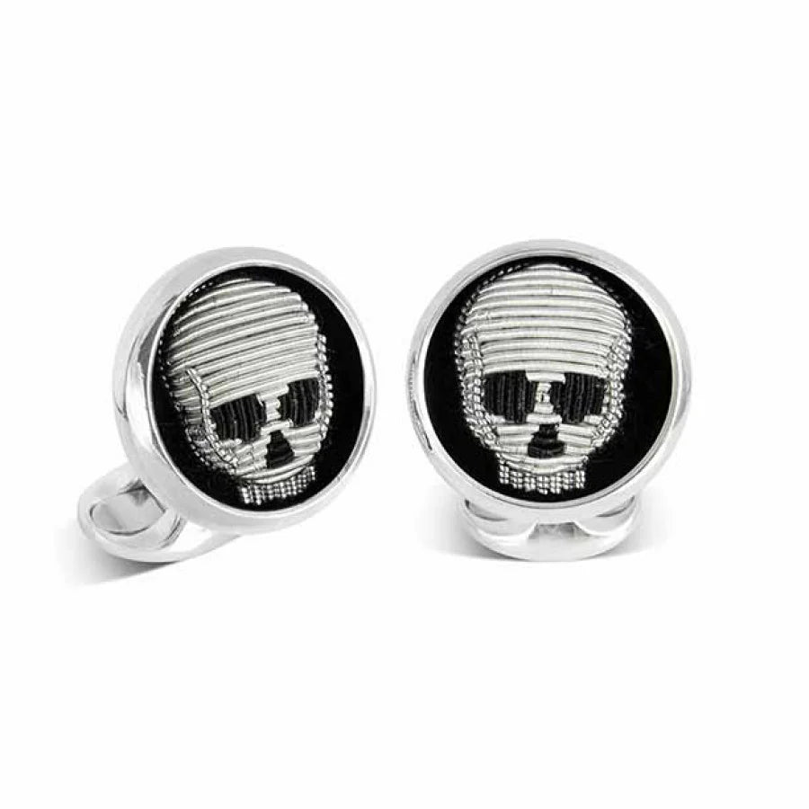 Sterling Silver Embroidered Skull Cufflinks – Deakin & Francis - EB London