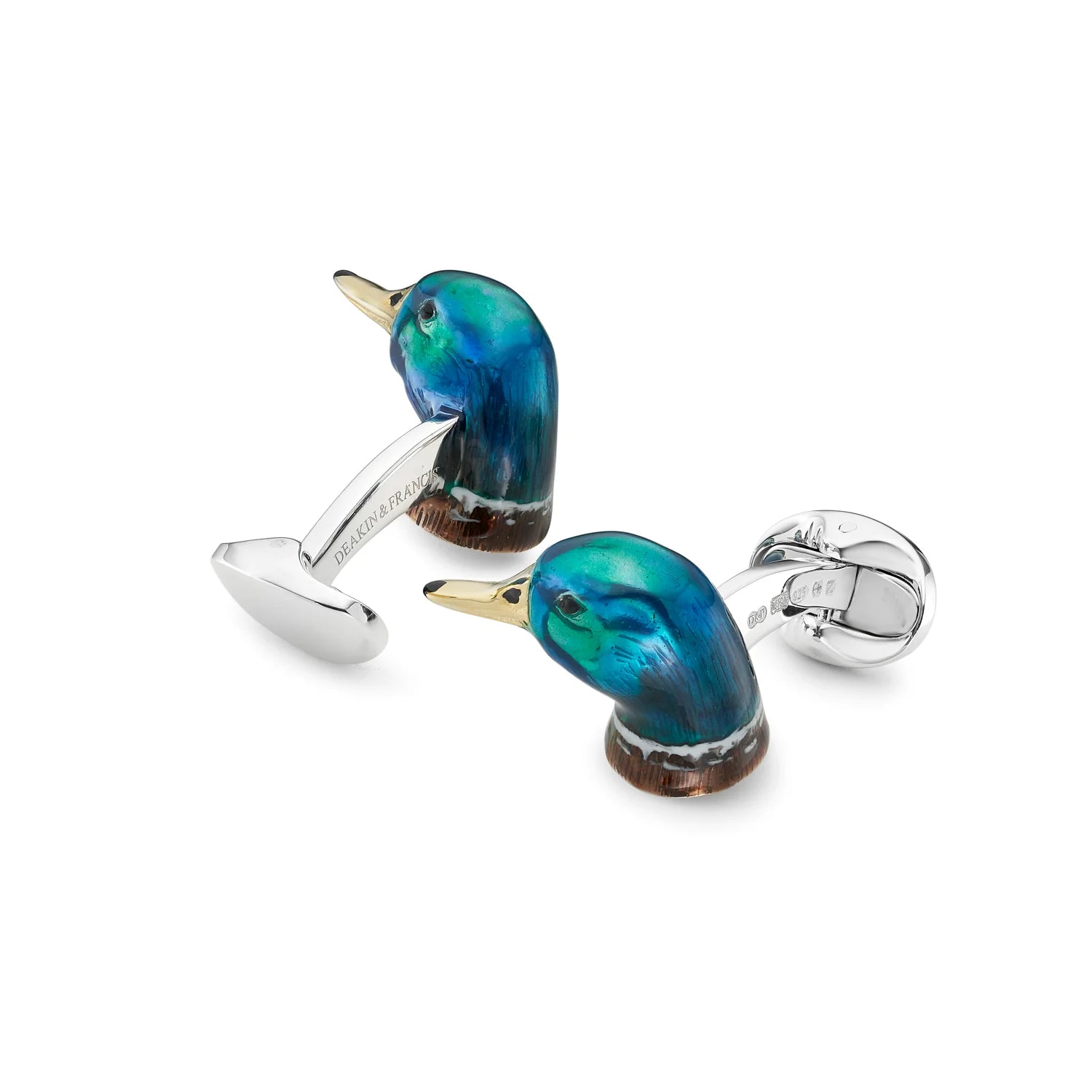 Sterling Silver Enamel Duck Cufflinks Deakin & Francis - EB London