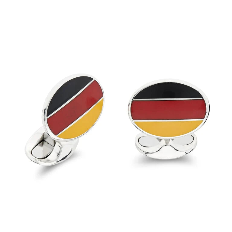 Luxury Sterling Silver Enamel German Flag Cufflinks - Deakin & Francis | EB London

