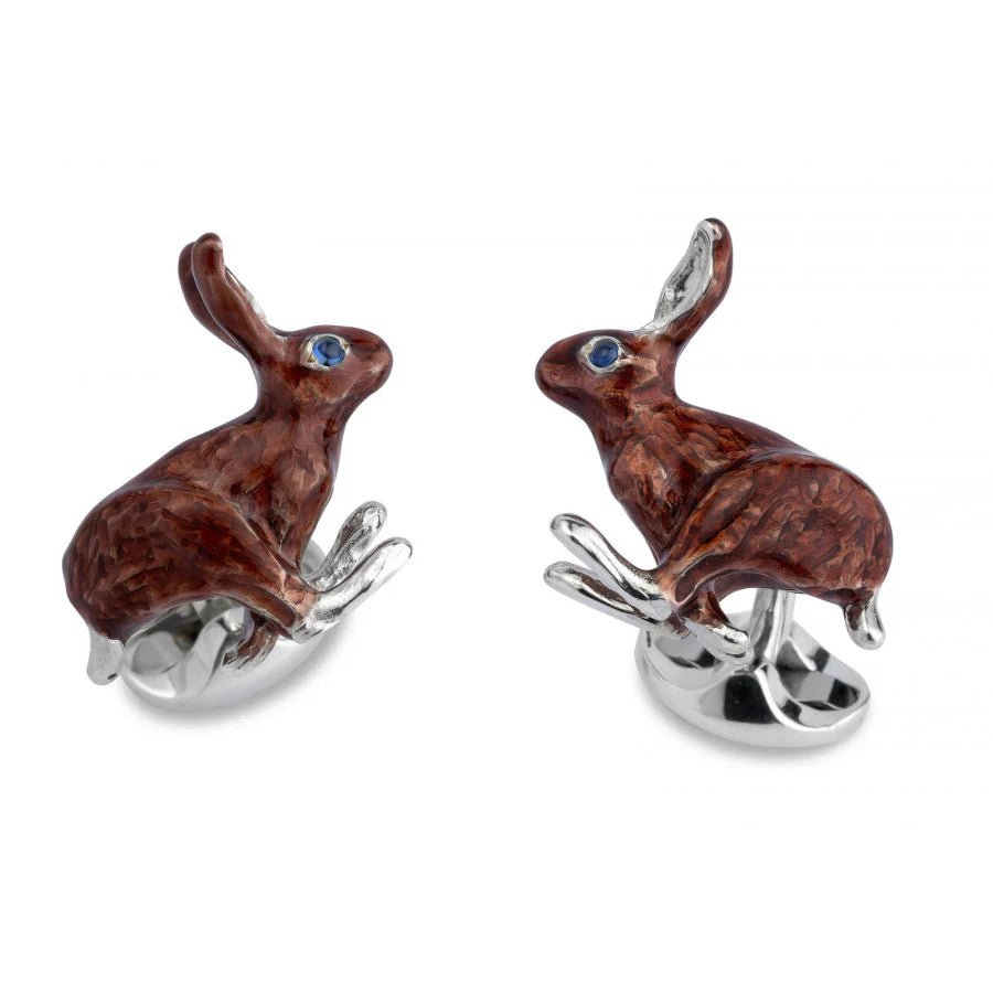 Sterling Silver Enamel Hare Cufflinks with Sapphire Eyes – Deakin & Francis - EB London