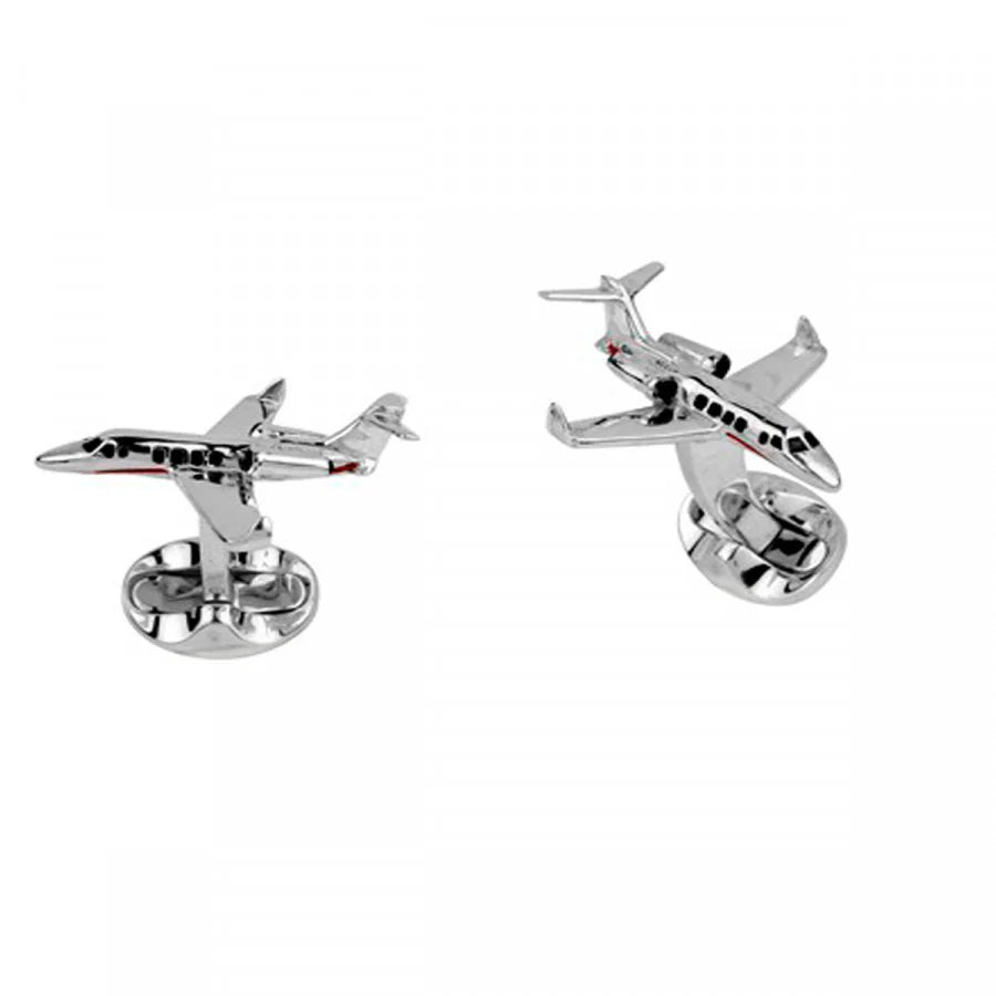 Silver Jet Cufflinks with Enamel Detail - Deakin & Francis | EB London