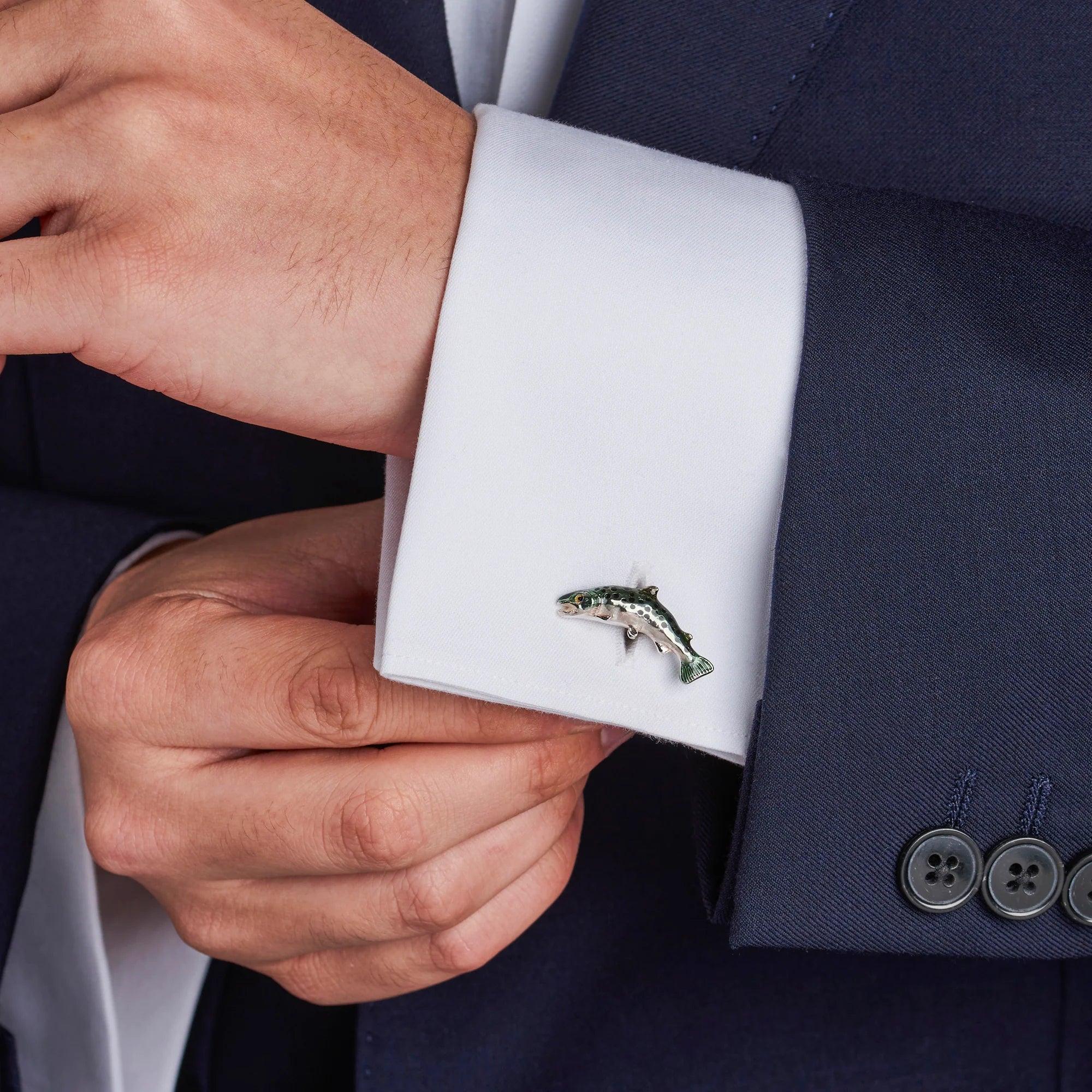 Sterling Silver Enamel Trout Cufflinks – Deakin & Francis - EB London