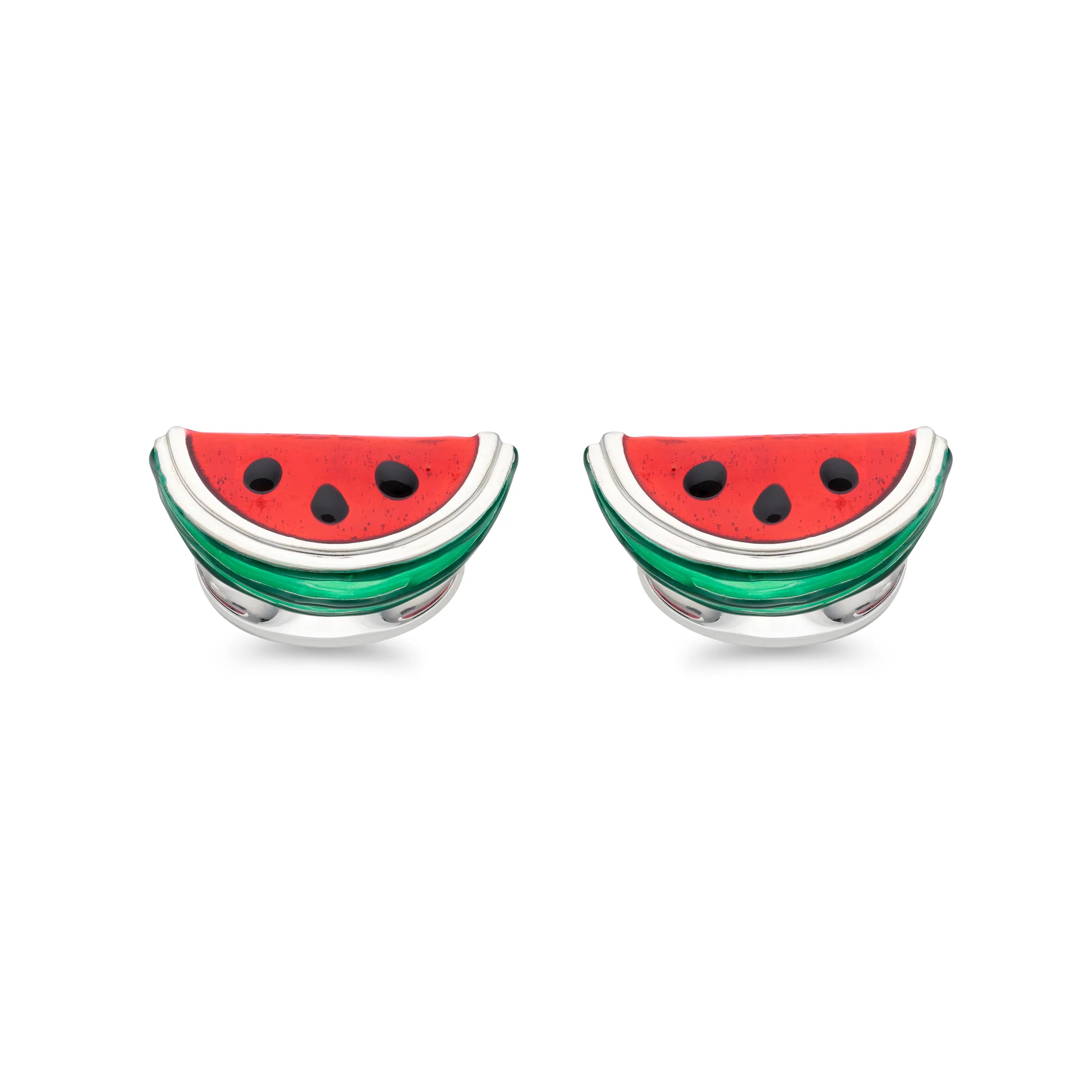 Silver Watermelon Wedge Enamel Cufflinks - Deakin & Francis | EB London
