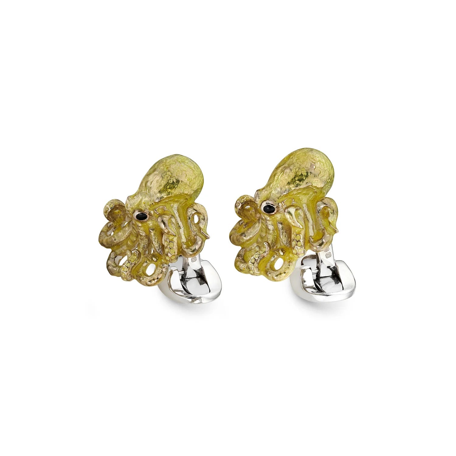 Sterling Silver Enamelled Octopus Cufflinks – Yellow – Deakin & Francis - EB London