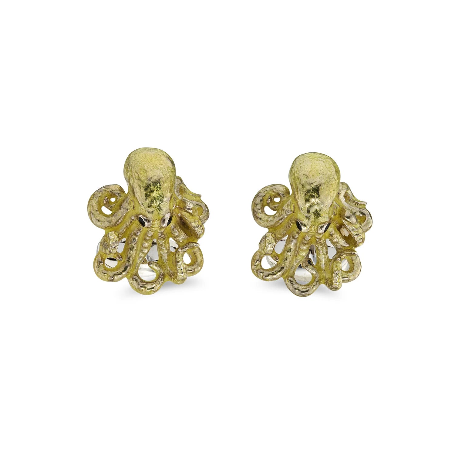 Sterling Silver Enamelled Octopus Cufflinks – Yellow – Deakin & Francis - EB London