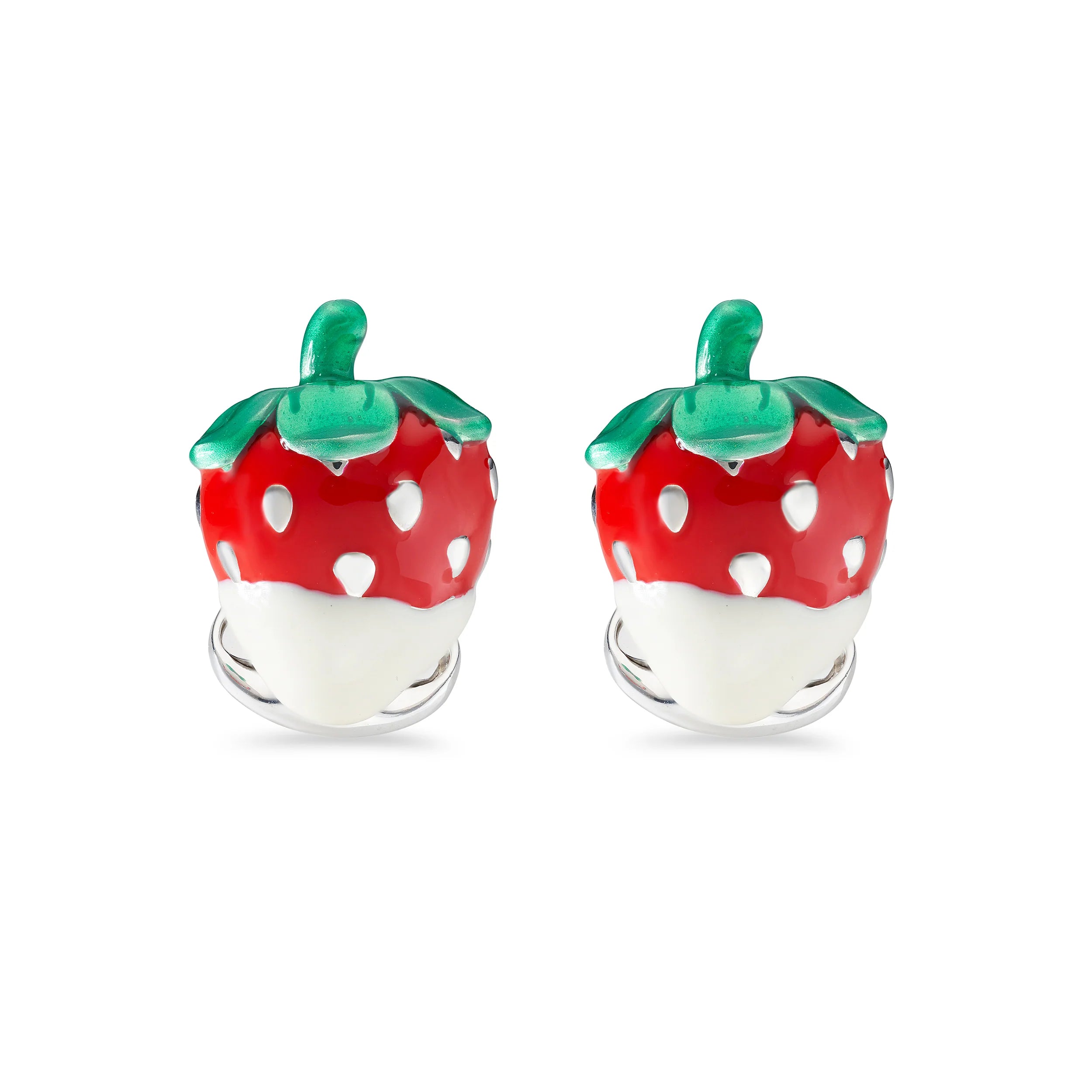 Silver Strawberry Cufflinks with Hand-Enamelled Detail - Deakin & Francis | EB London