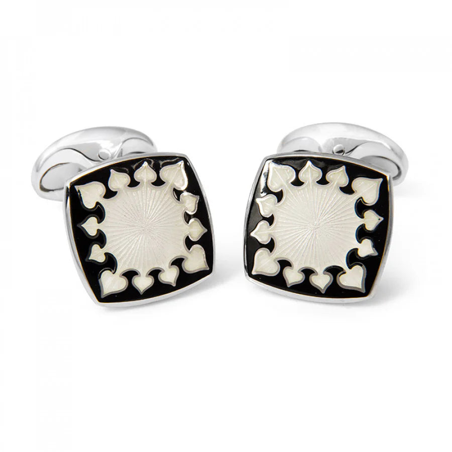 Luxury Sterling Silver Fancy Enamel Cufflinks in Black - Deakin & Francis | EB London