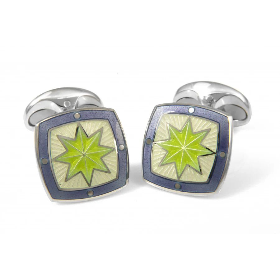 Sterling Silver Fancy Green Star Enamel Cufflinks – Deakin & Francis - EB London