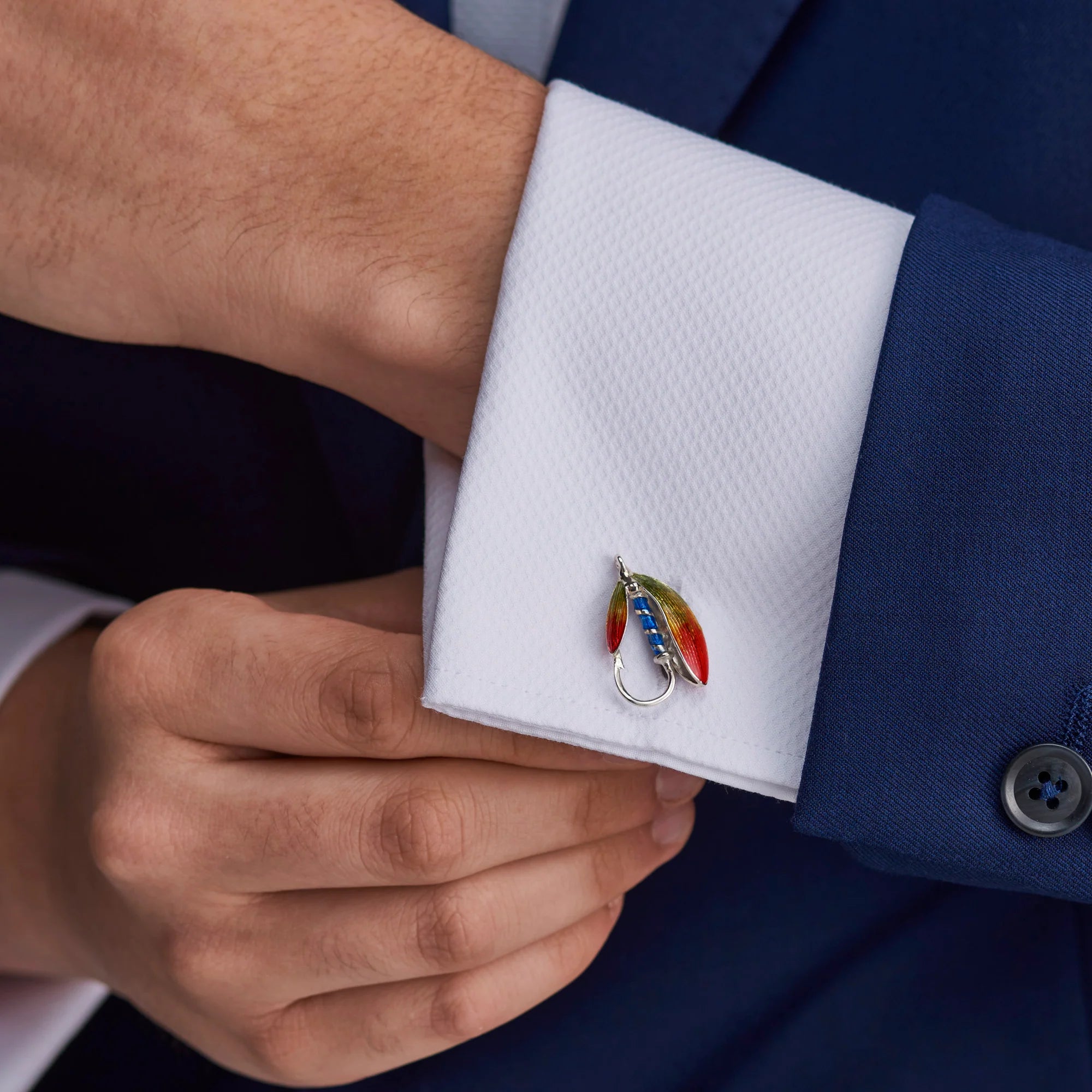 Silver Fly Fishing Cufflinks - Deakin & Francis - EB London