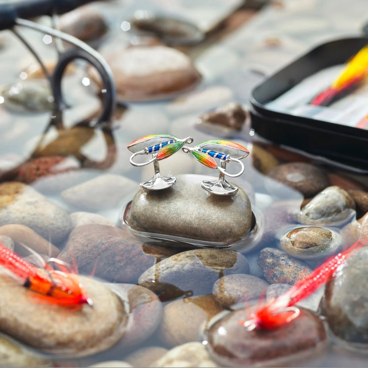 Sterling Silver Fly Fishing Cufflinks - Deakin & Francis - EB London