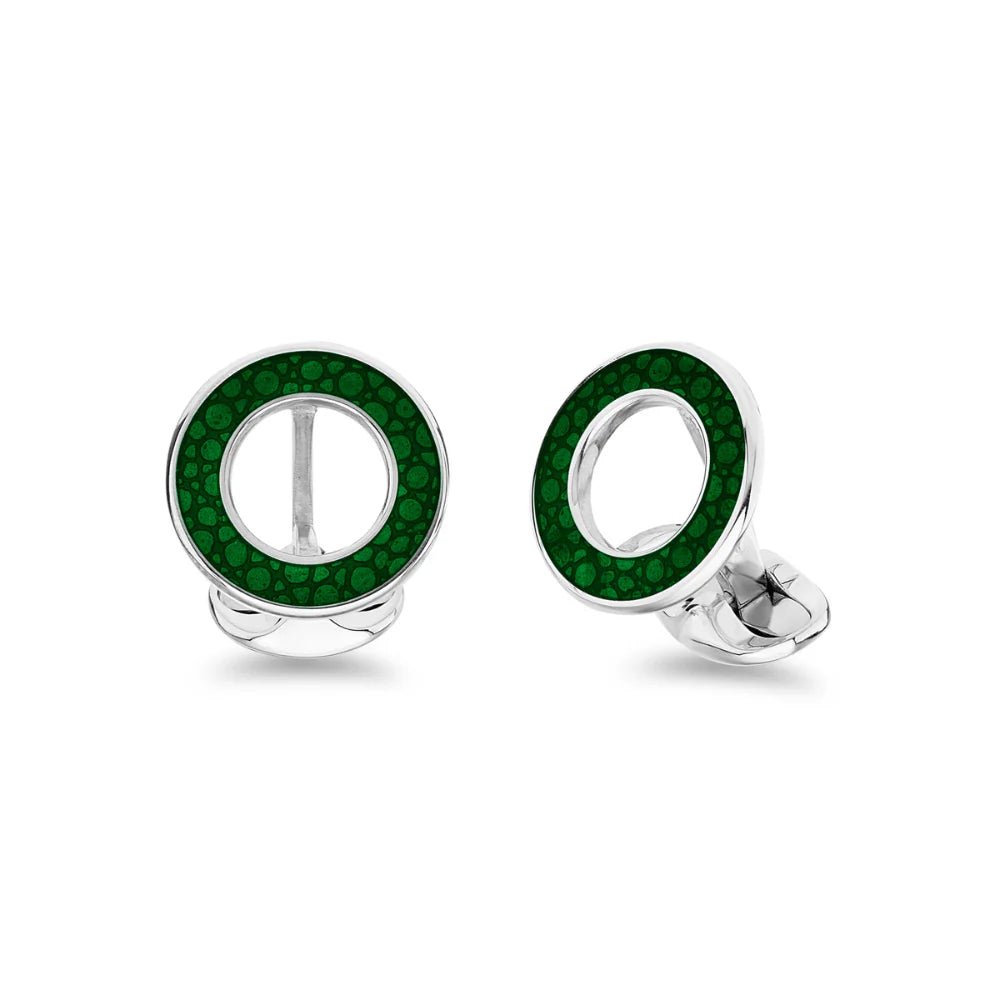 Sterling Silver Forest Green Vitreous Enamel Shagreen Cufflinks – Deakin & Francis - EB London