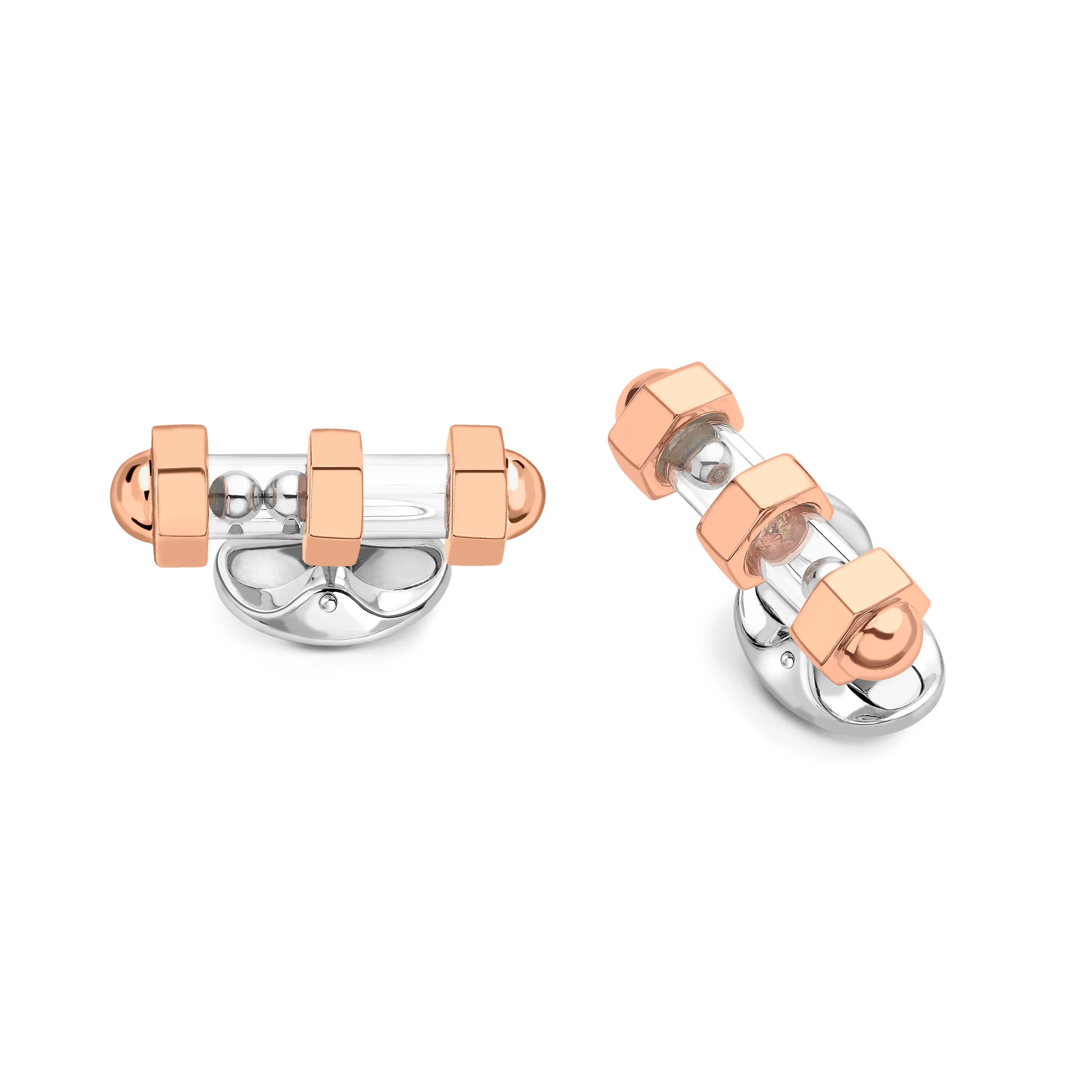 Sterling Silver Glass Tube Cufflinks with Rose Gold Plate – Deakin & Francis - EB London