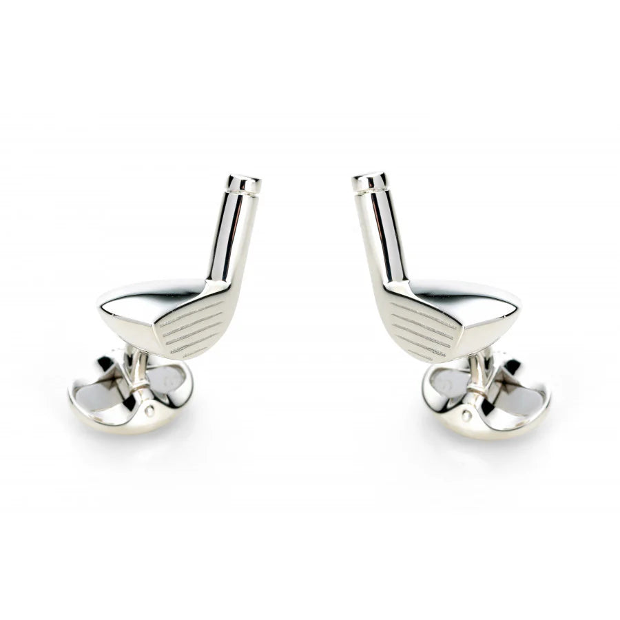 Sterling silver golf club cufflinks by Deakin & Francis with detailed club design - EB London