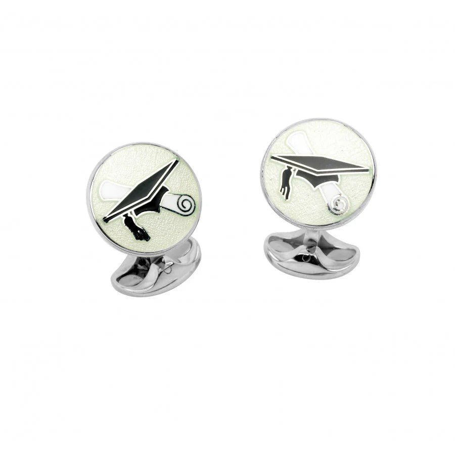 Sterling Silver Graduation Cufflinks in Clear – Deakin & Francis - EB London