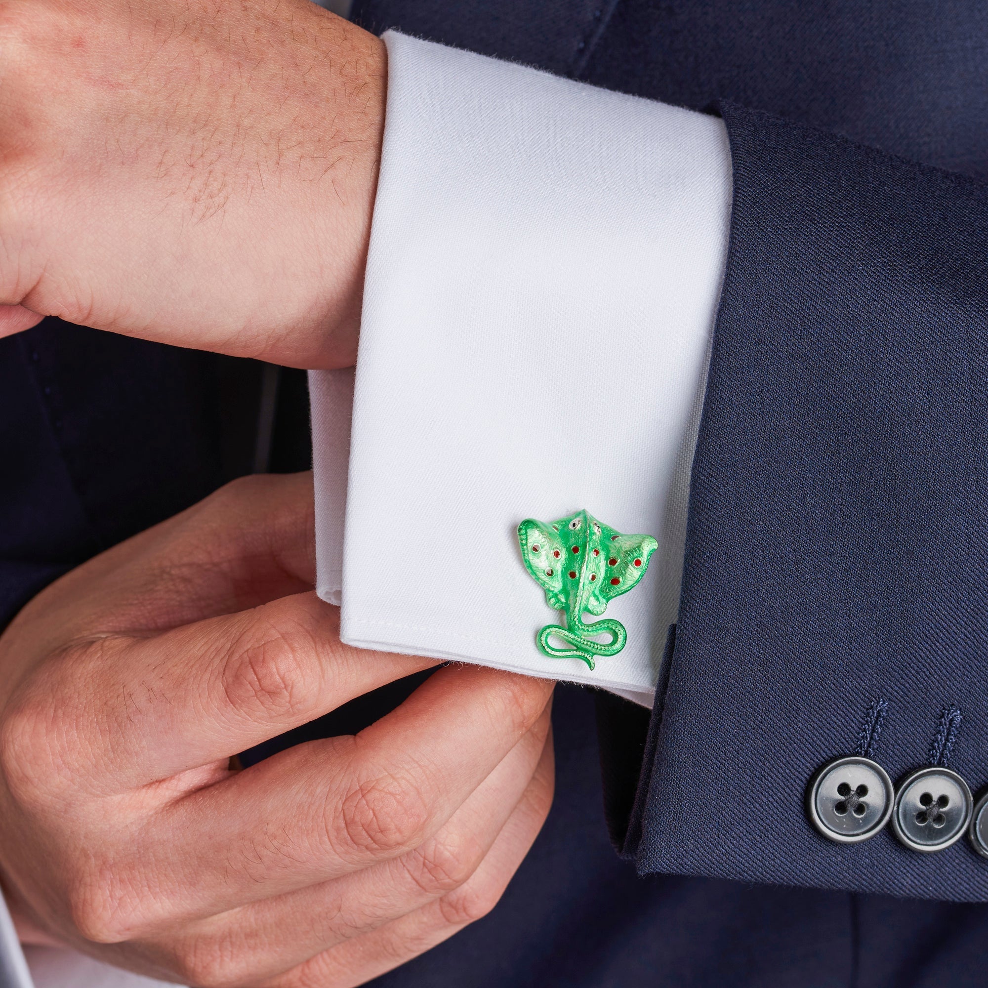 Sterling Silver Green and Red Stingray Cufflinks – Deakin & Francis - EB London