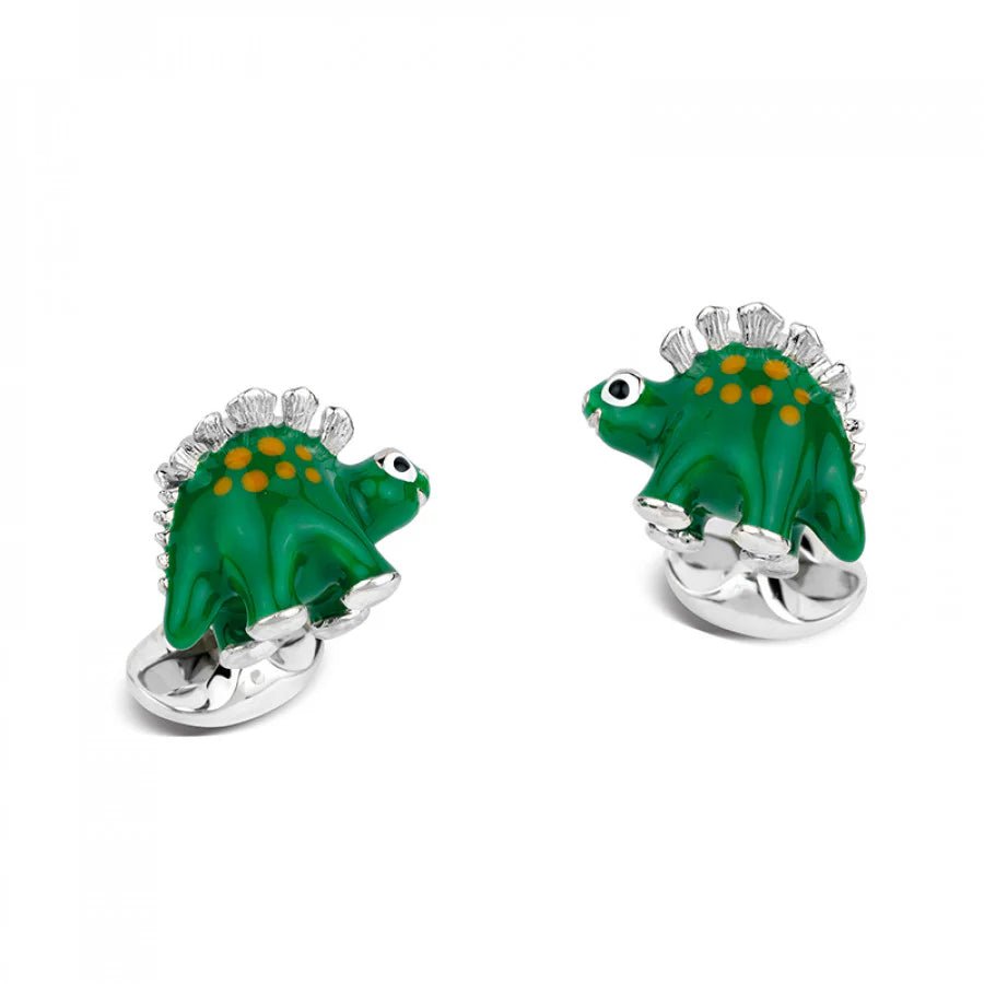 Sterling Silver Green Dinosaur Cufflinks with Yellow Spots – Deakin & Francis - EB London