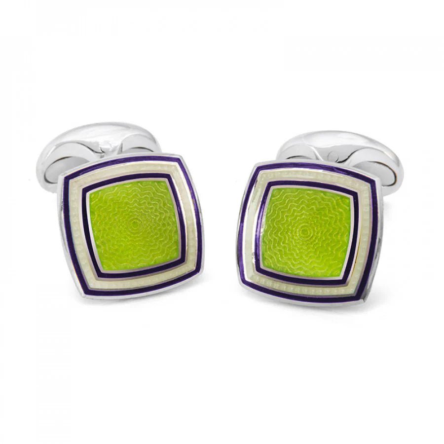 Sterling Silver Green Enamel Cufflinks with Striped Border – Deakin & Francis - EB London