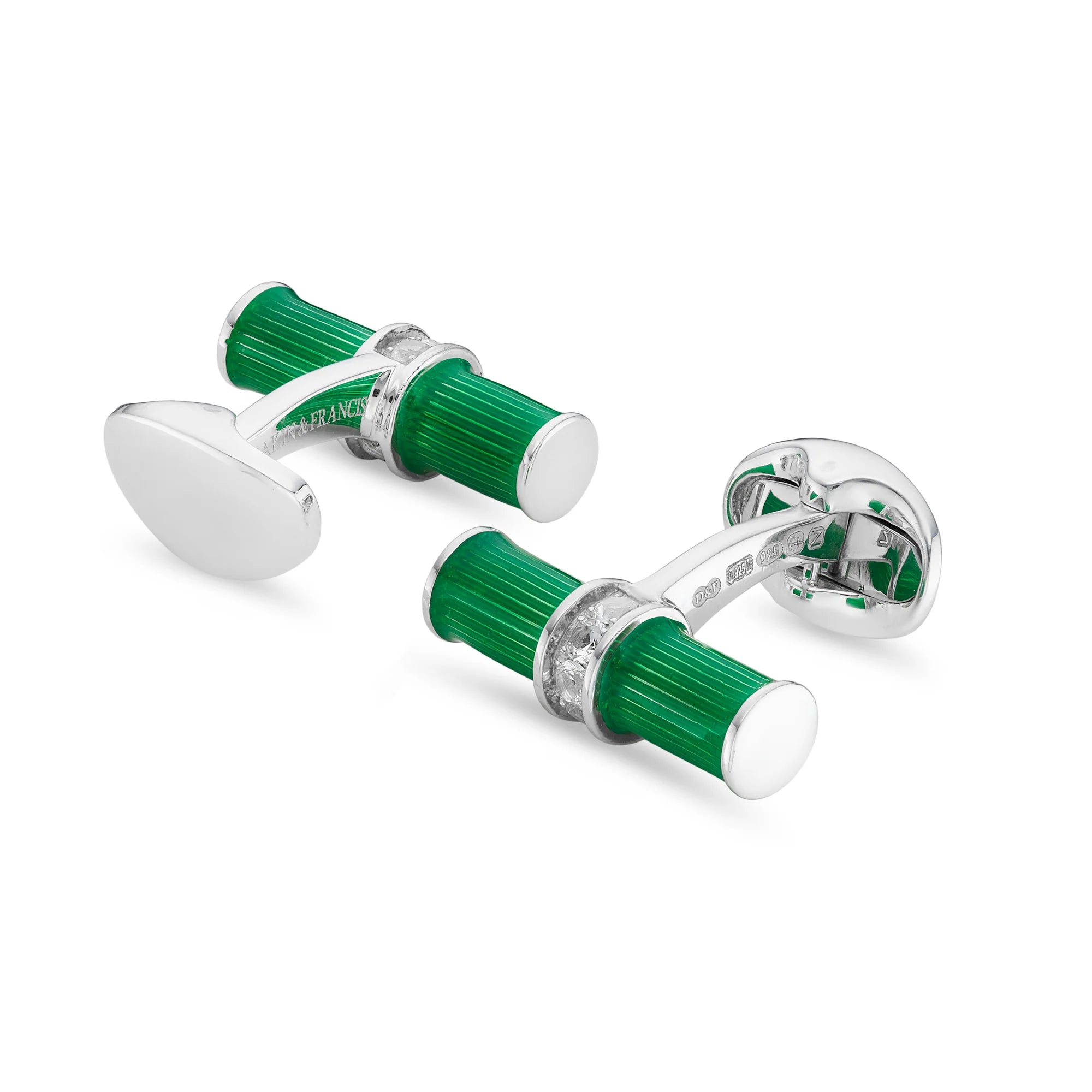 Green Enamel & White Spinel Centre Bar Cufflink – Deakin & Francis - EB London