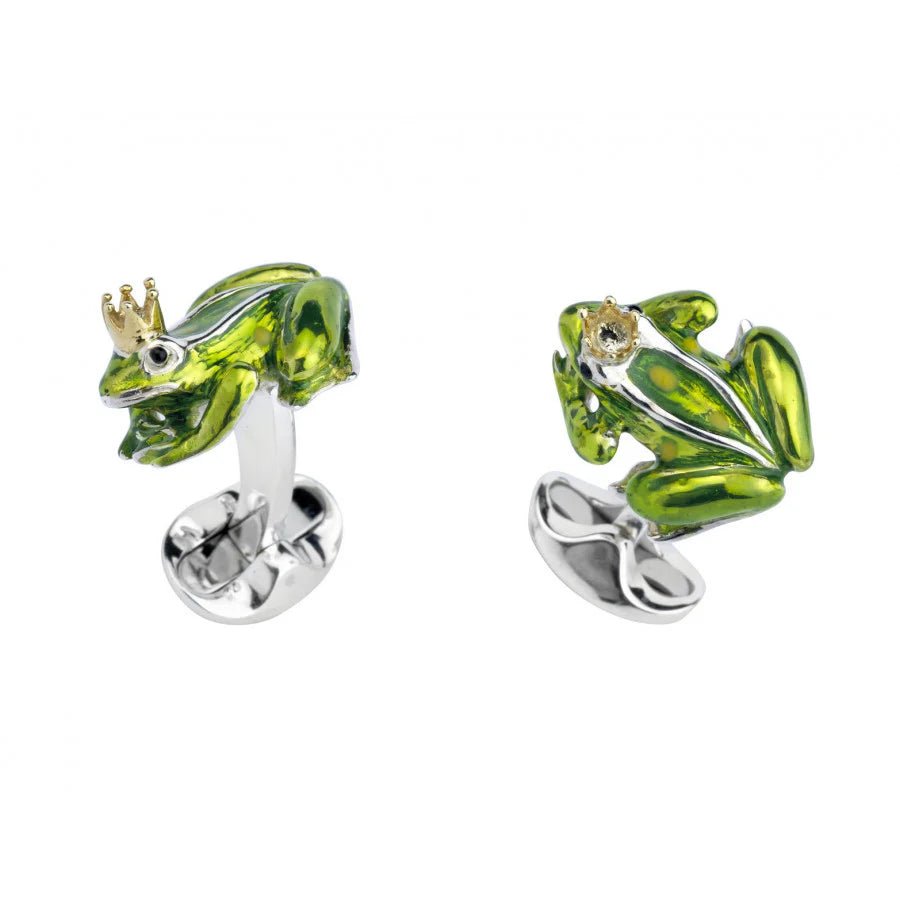 Sterling Silver Green Frog With Crown Cufflinks – Deakin & Francis - EB London