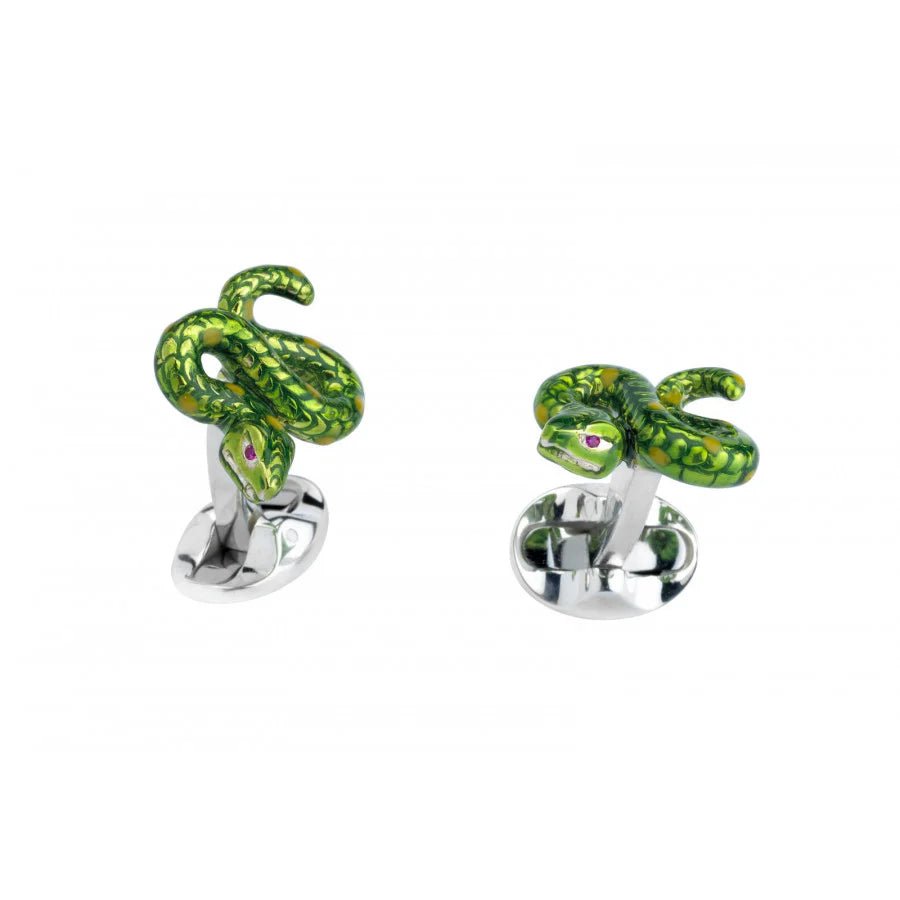 Sterling Silver Green Snake Cufflinks – Deakin & Francis - EB London