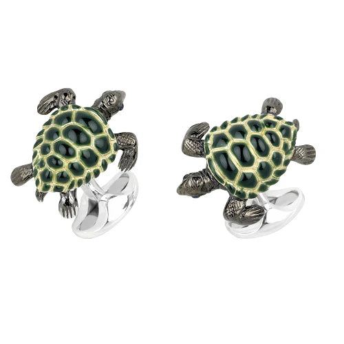 Sterling Silver Green Turtle Cufflinks with Enamel Shell – Deakin & Francis - EB London