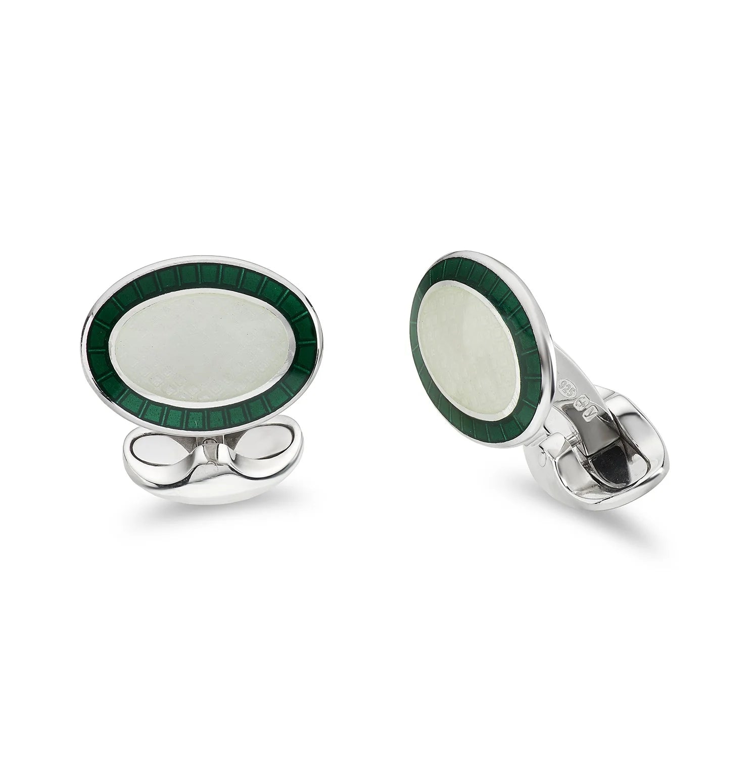Sterling Silver Green & White Enamel Cufflinks – Deakin & Francis - EB London
