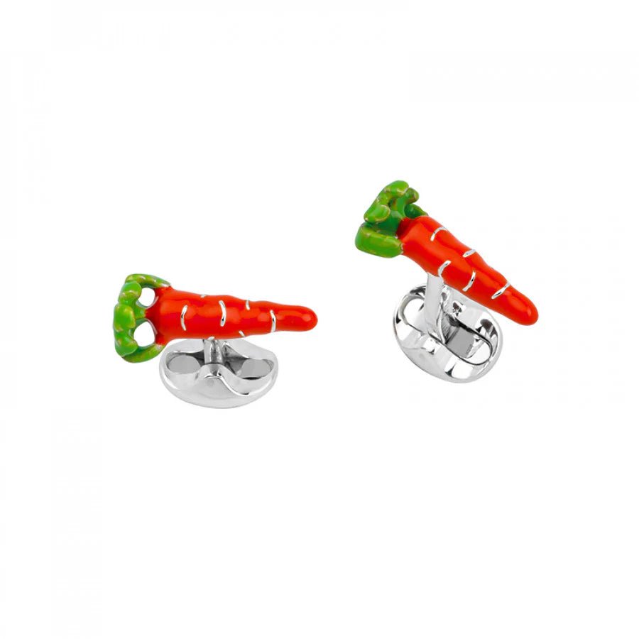 Sterling Silver Hand - Enamelled Carrot Cufflinks – Deakin & Francis - EB London